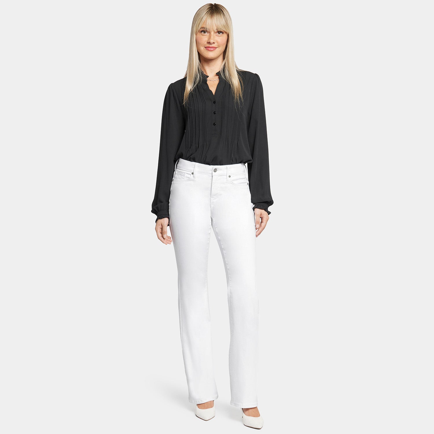 Blake Slim Flared Jeans for Women - High Waist Stretch Denim Pants in Optic White | Casual & Party Wear