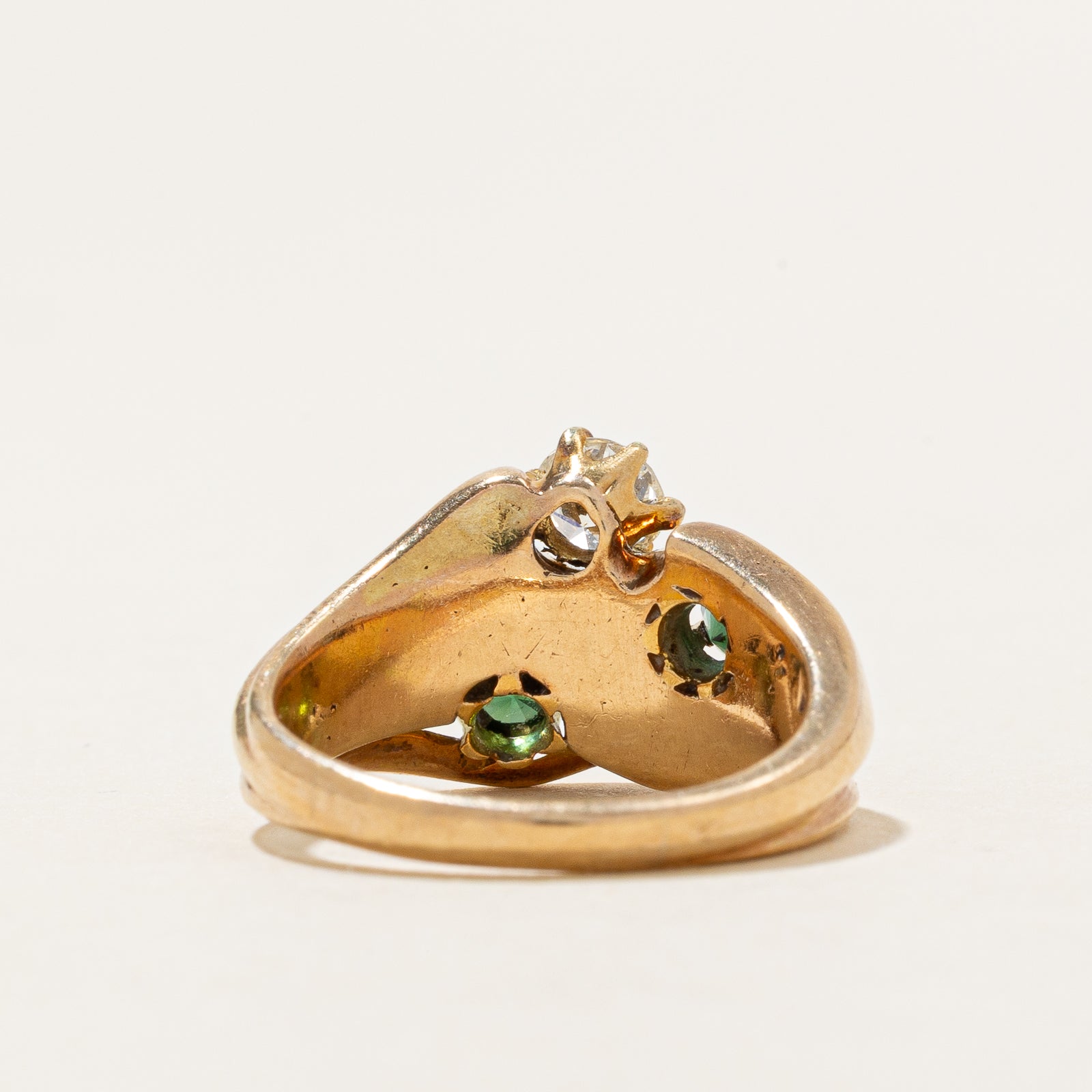 0.20ctw Green Tourmaline & 0.25ct Diamond Grooved Ring - Size 4.5 | Elegant Birthstone Jewelry for Women | Perfect for Anniversary, Engagement & Everyday Wear