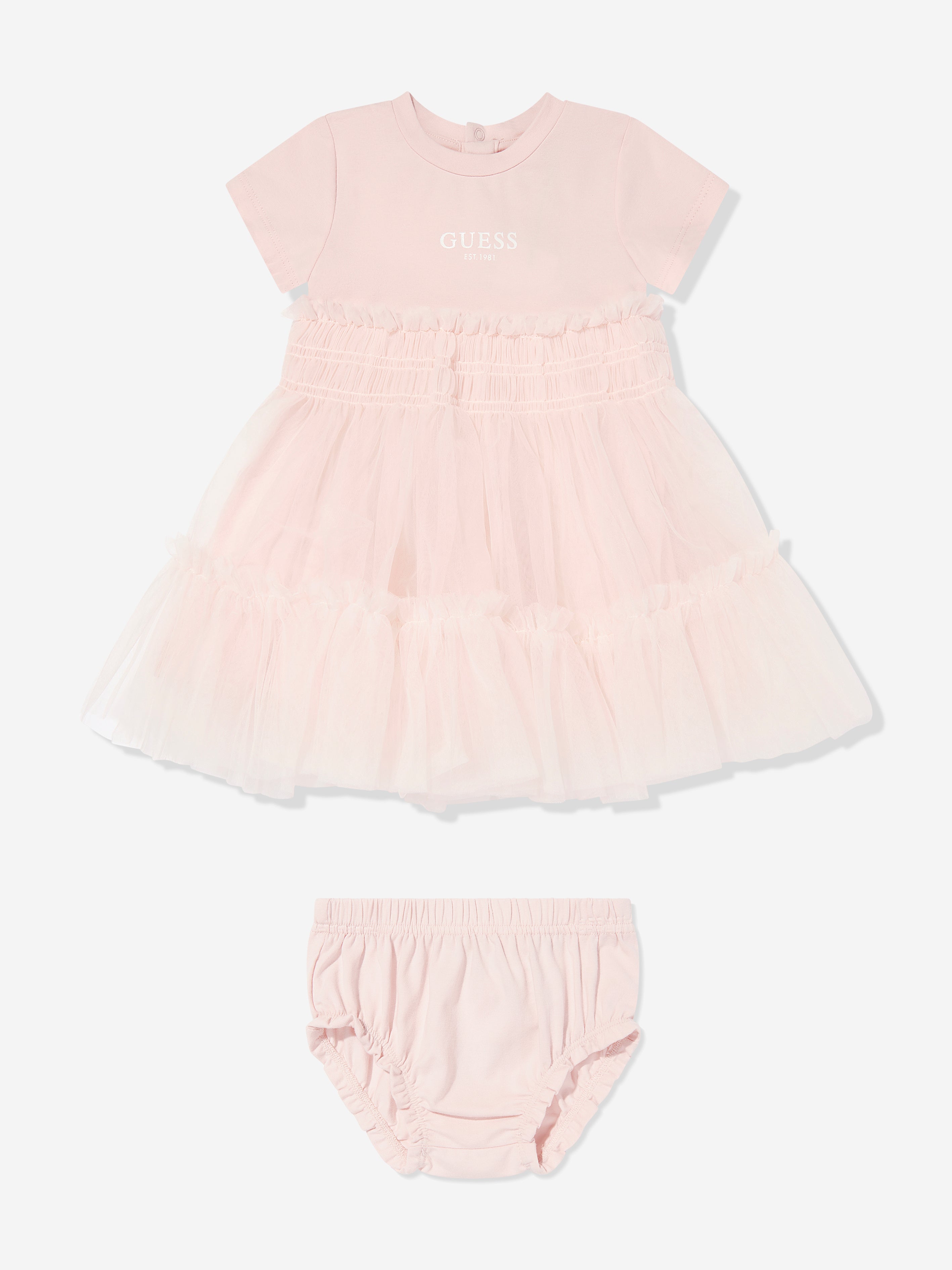 Adorable Pink Baby Girls Dress with Matching Knickers - Perfect for Parties, Photos & Special Occasions
