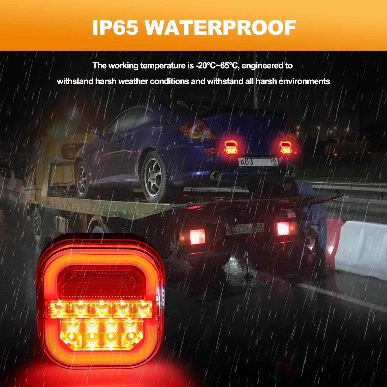 2024 Upgraded Rechargeable Wireless LED Trailer Lights - Magnetic Waterproof Tow Truck Tail Light Kit with Anti-Lost Rope for RV, Boat, Camper, Jet Ski & Caravan - Perfect for Safe Night Towing & Outdoor Adventures