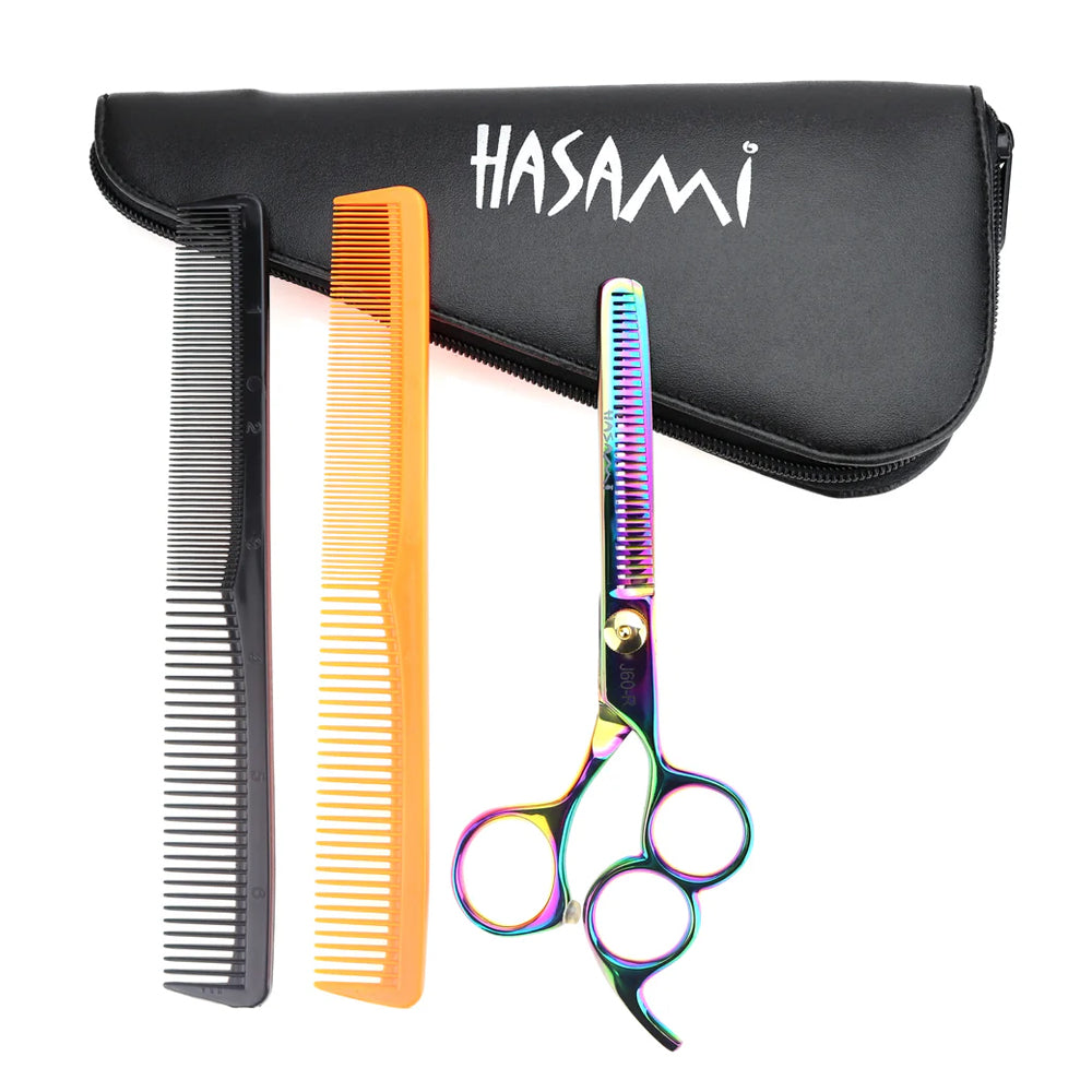 Professional 6 Inch Hair Thinning Scissors & Cutting Shears Set - Titanium Finish J60R - Perfect for Salon Stylists, Barbers & Home Haircuts (Thinning, Texturizing, Layering)