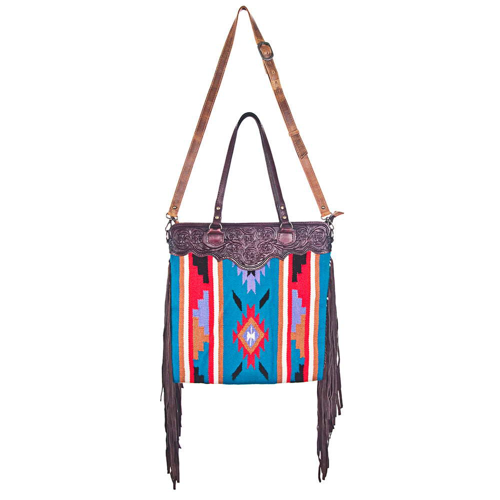 American Darling ADBG219 Genuine Leather Crossbody Bag - Hand Tooled Western Saddle Blanket Design Women's Purse for Casual Outings, Travel & Country Events