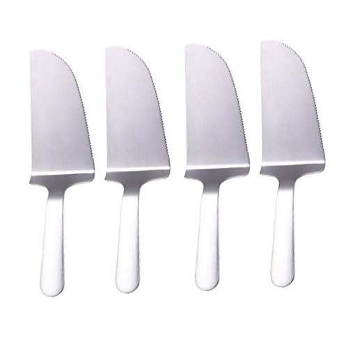 Premium Stainless Steel Cake Server Set - Serrated Cutter Knife & Spatula (4-Piece Silver Set) for Birthday Parties, Weddings & Dessert Serving