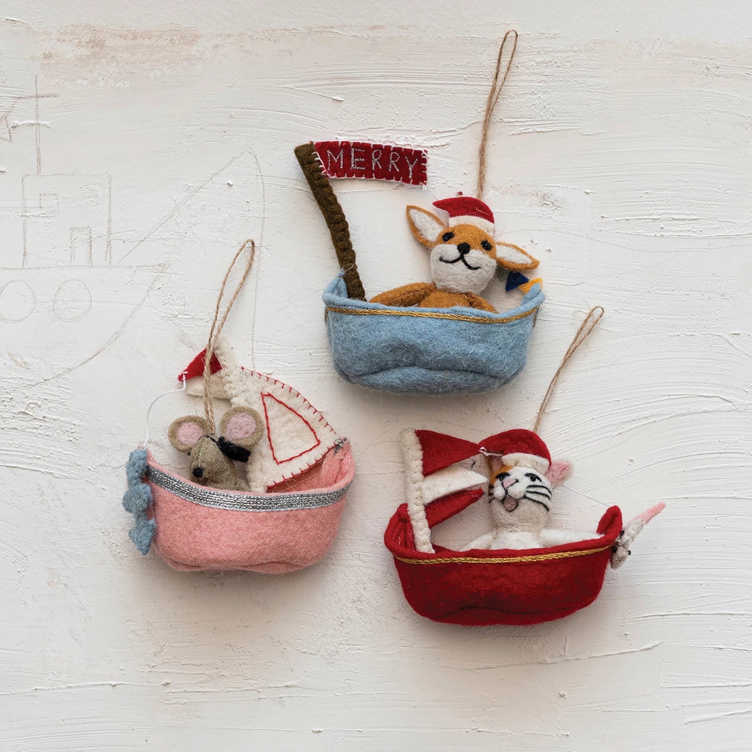Handmade Wool Felt Animal Ornament - Adorable Sailboat Decor for Christmas Tree, Nursery, or Home Decoration | Perfect Gift for Animal Lovers