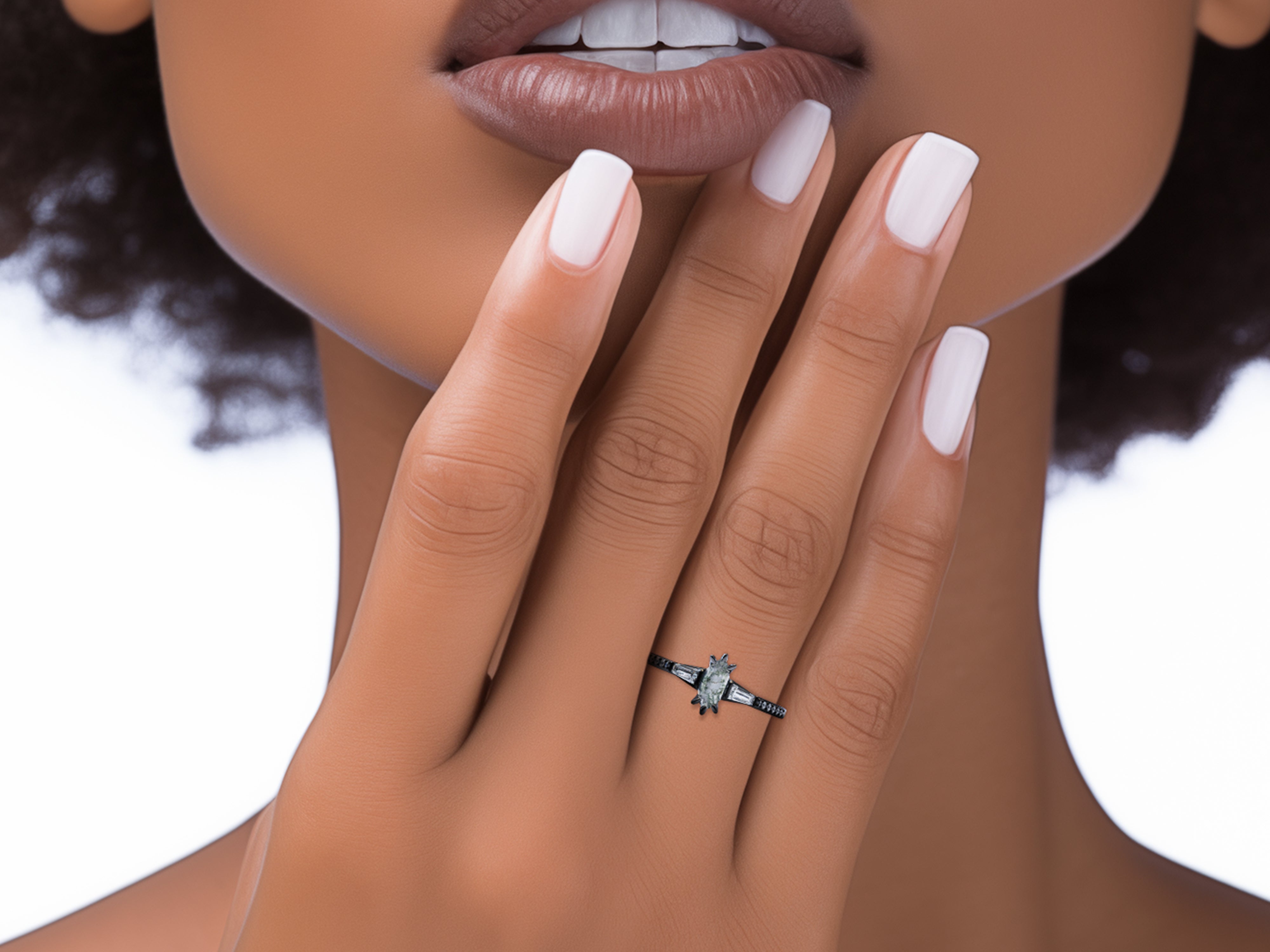 Stunning Moss Agate Engagement Ring Set - Marquise Cut Gemstone Wedding Band for Women | Perfect for Proposals, Anniversaries & Bridal Jewelry
