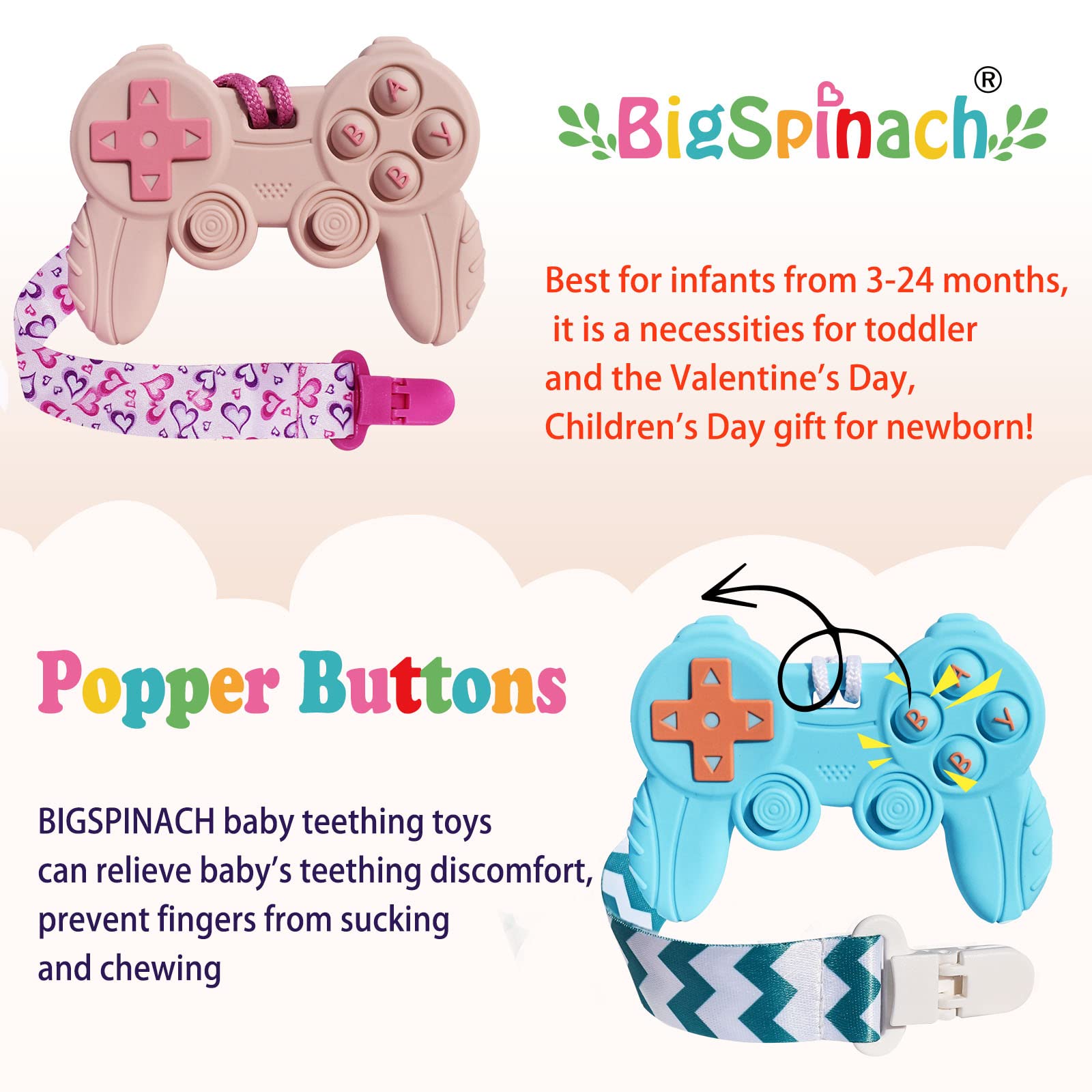 Baby Game Controller Teether - Safe Chew Toy for Teething Babies - Gaming Theme for Playtime