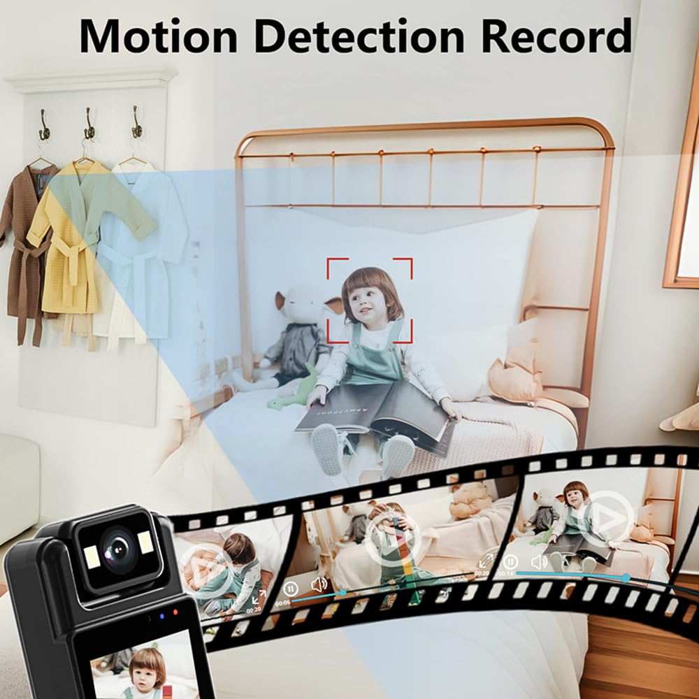 1080P WiFi Body Camera with Audio & Video Recording, Wearable Mini Clip-on Camcorder, 180° Rotatable Lens, Night Vision & Motion Detection - Ideal for Law Enforcement, Security Guards, Outdoor Adventures & Travel Vlogging