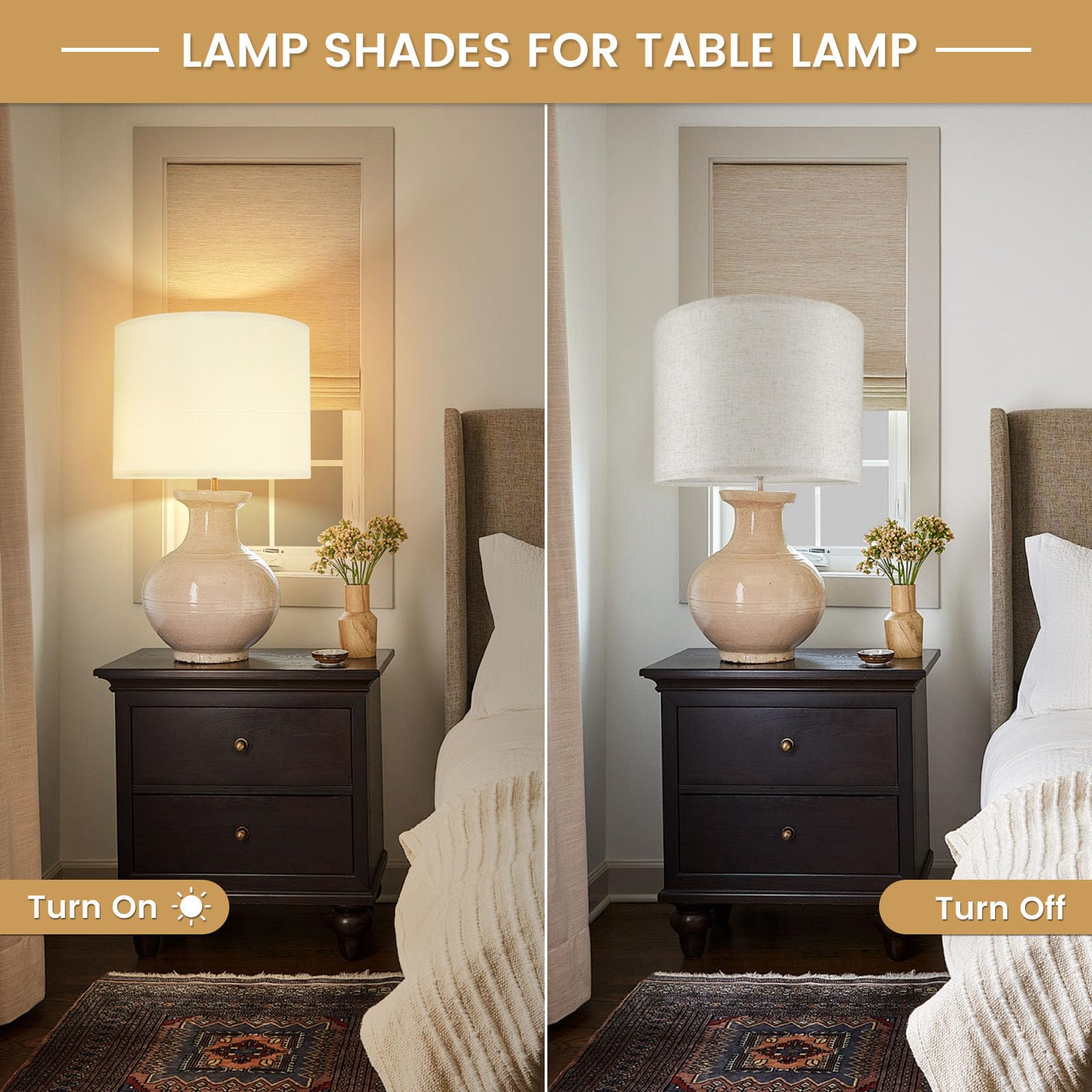 2-Pack Natural Linen Drum Lamp Shades - 13