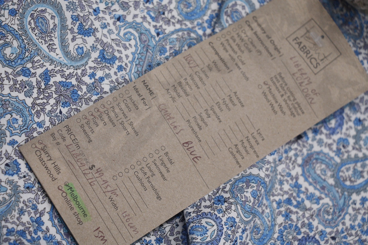 Charles Blue Liberty Of London Floral Print Fabric - Perfect for DIY Crafts, Home Decor & Fashion Accessories