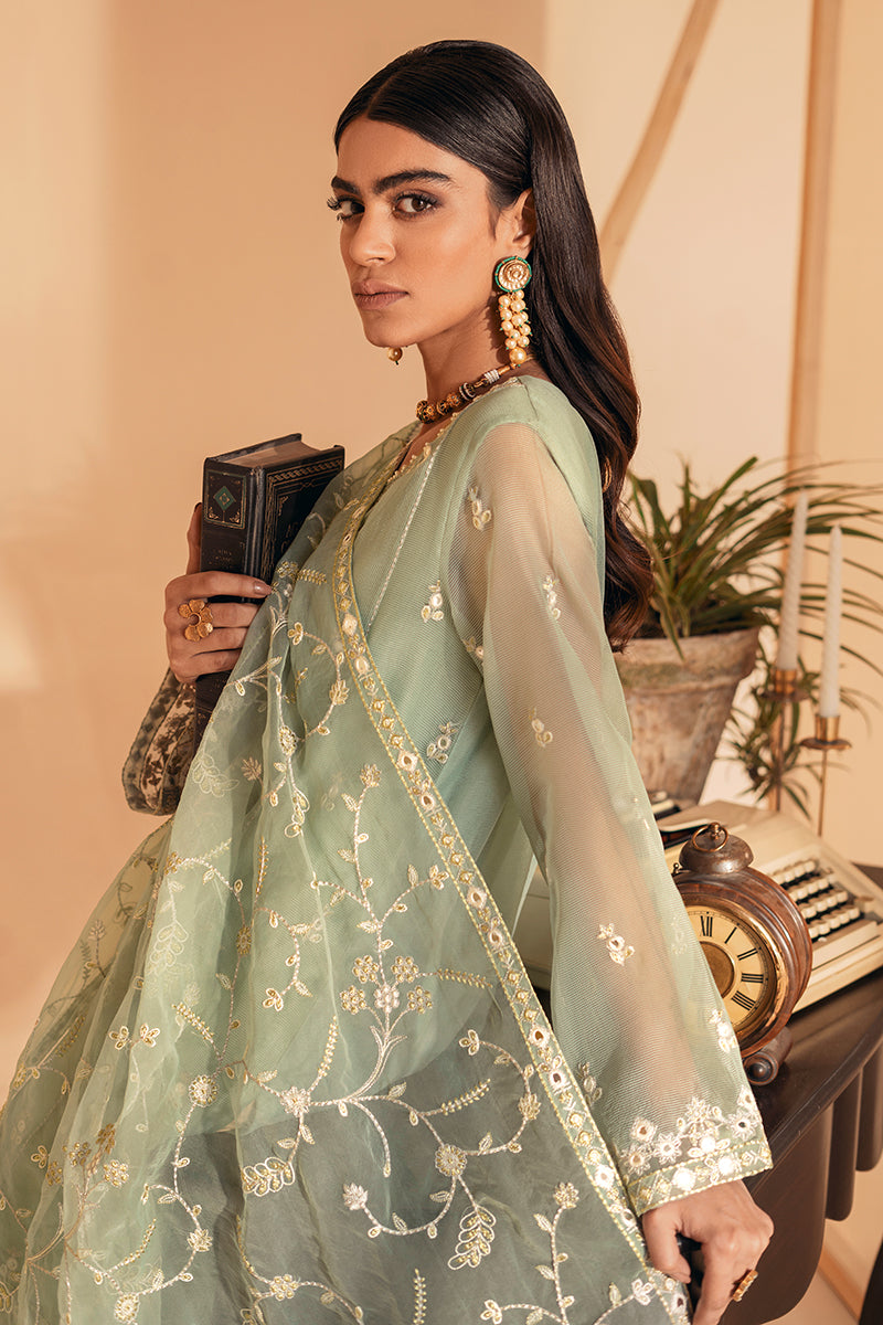 Jade Blaze Net 2-Piece Set (Embroidered Shirt & Dupatta) - Elegant Ethnic Outfit for Weddings, Parties & Festive Occasions