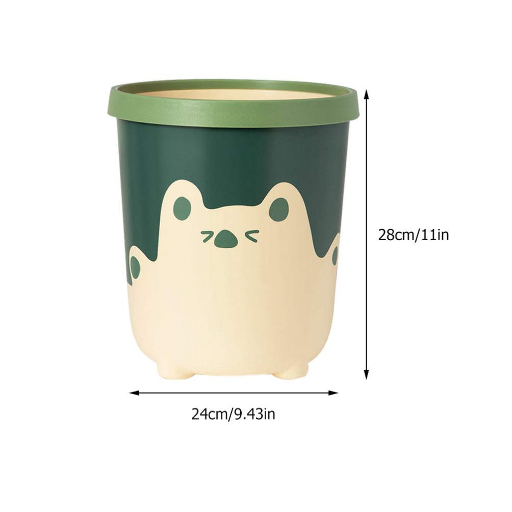 Hemoton 1pc Cartoon Trash Can with Lid - Small Plastic Garbage Bin for Kitchen, Bathroom, Office - Durable PP Material, Mini Waste Container for Home & Workspaces