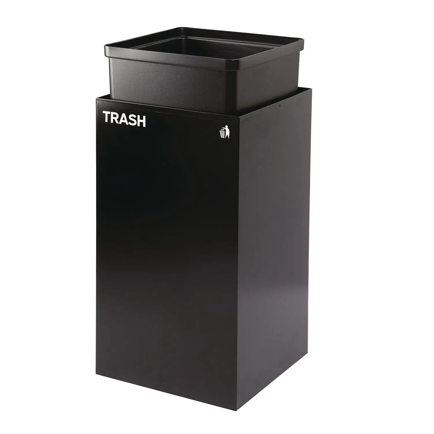 Alpine Industries 29 Gallon Steel Trash & Recycling Cans Set - Blue Recycling Bin with Mixed Lid, Green Recycling Bin & Black Trash Can with Square Lid for Kitchen, Office & Outdoor Waste Management