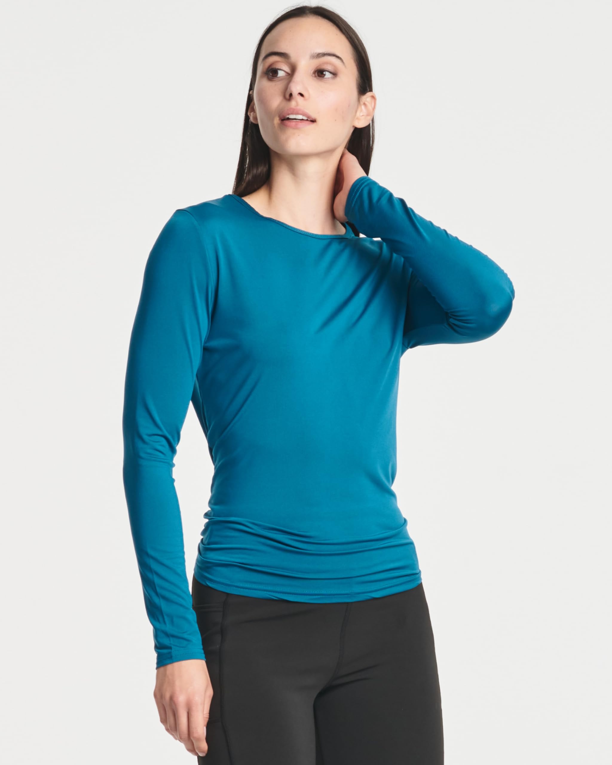 Real Essentials 4 Pack Women's Dry-Fit Long Sleeve Tie Back Athletic Workout T-Shirt - Moisture Wicking, Breathable Yoga & Gym Shirts for Women (Plus Size Available) - Perfect for Running, Pilates & Fitness Training