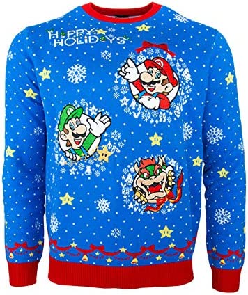 Super Mario Christmas Jumper Sweater - Ugly Holiday Sweater for Nintendo Fans - 2XS Size - Perfect for Christmas Parties & Gaming Events