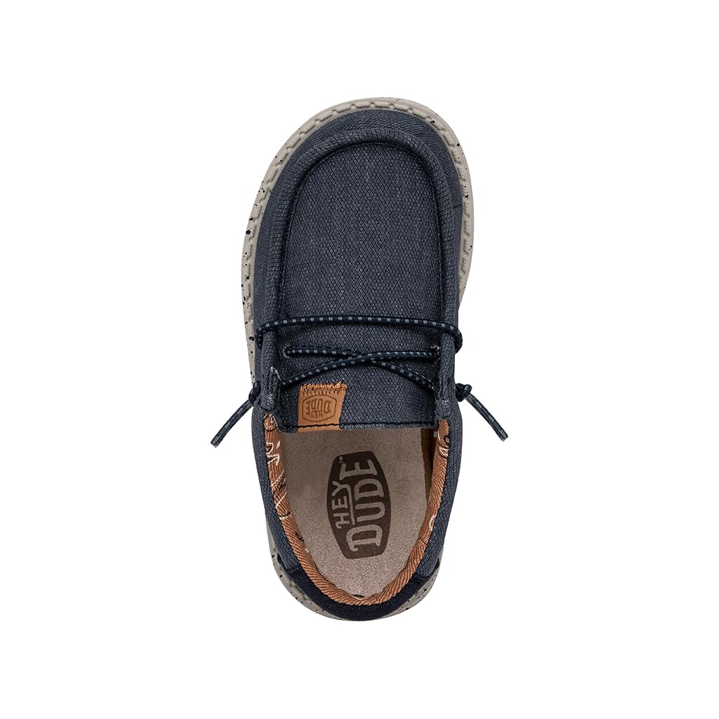 Hey Dude Wally Toddler Boys Washed Canvas Slip-On Loafers - Comfortable & Lightweight Shoes for Playtime, School & Everyday Wear
