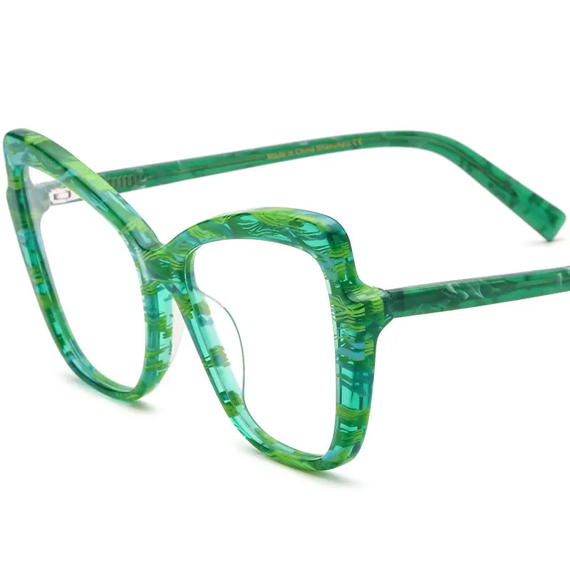 CCspace Unisex Full Rim Square Cat Eye Acetate Eyeglasses 56928 - Retro Fashion Glasses for Men & Women - Perfect for Office, Reading & Daily Wear