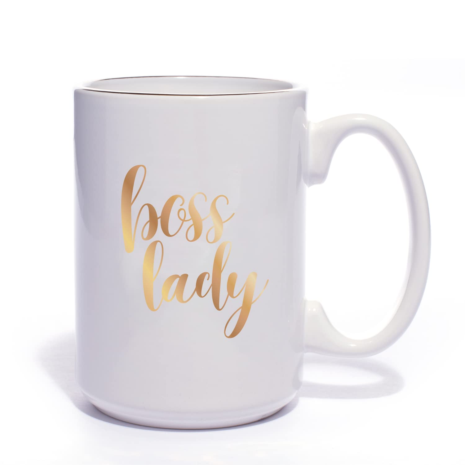 Boss Lady Gold Coffee Mug - 15oz Ceramic Office Mug for Women, Unique Shiny Gold Gift for Coworkers & Boss - Perfect for Office, Home & Corporate Gifts