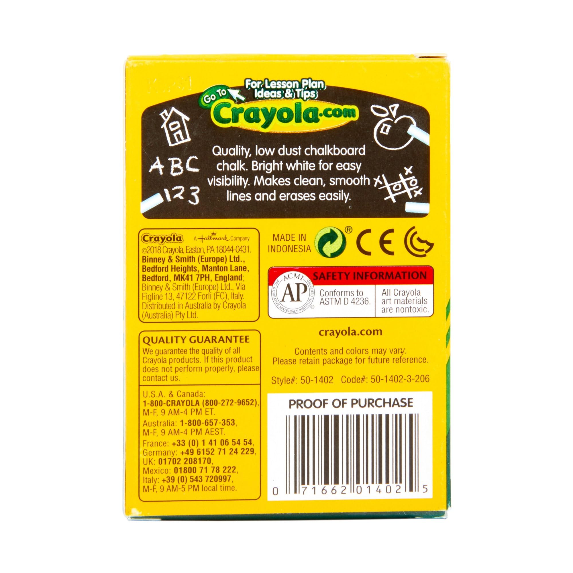 Crayola Anti-Dust White Chalk - 12 Pack for Kids, Classrooms & Sidewalk Art | Non-Toxic, Dust-Free School & Outdoor Drawing Supplies