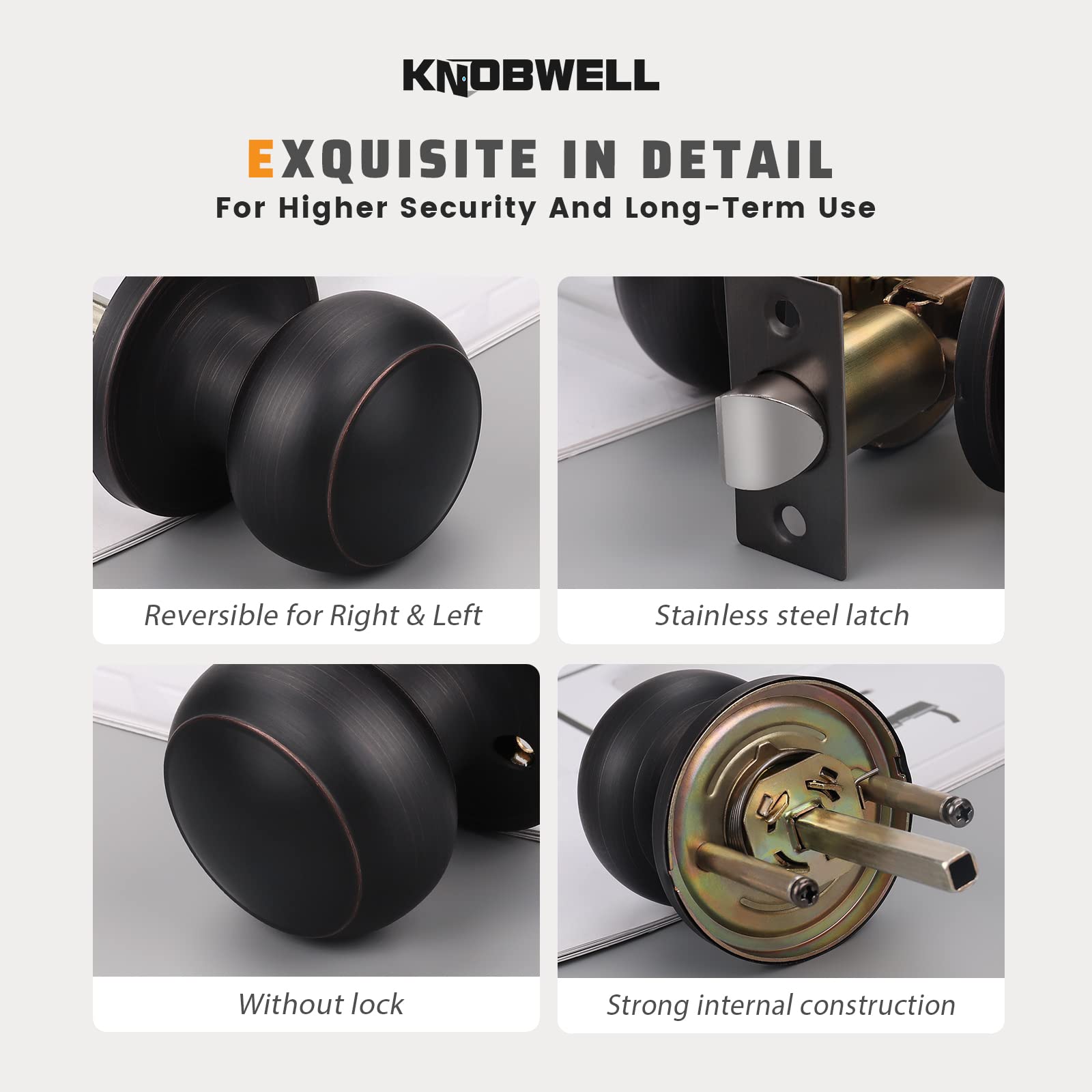 KNOBWELL Oil Rubbed Bronze Door Knob Set - 1 Pack Interior Door Handle for Bedroom, Closet & Hallway | Durable & Stylish Home Hardware Upgrade for Smooth Operation (Indoor Use Only)