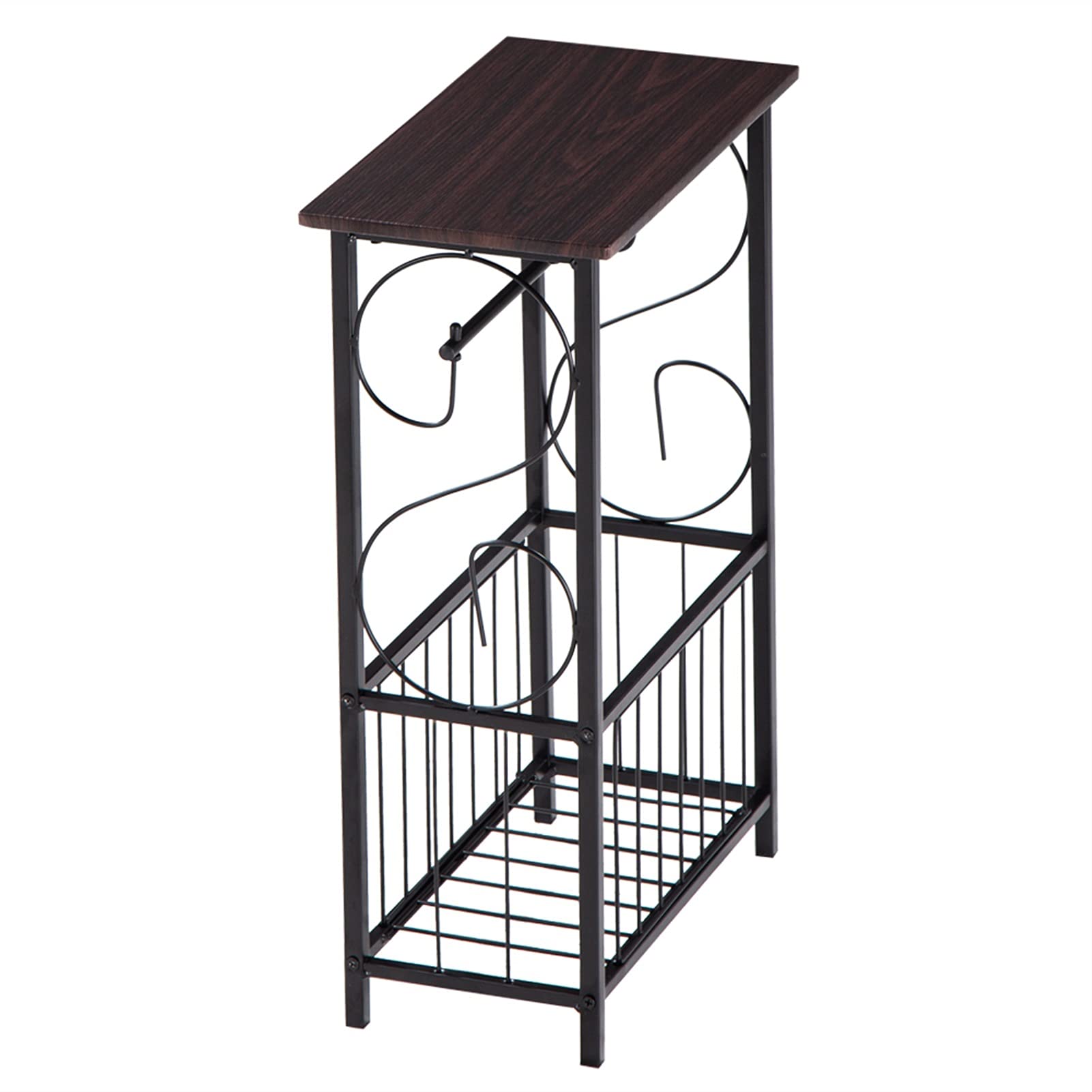Multifunctional Bathroom Side Table with Magazine Rack - Dark Brown (14.6