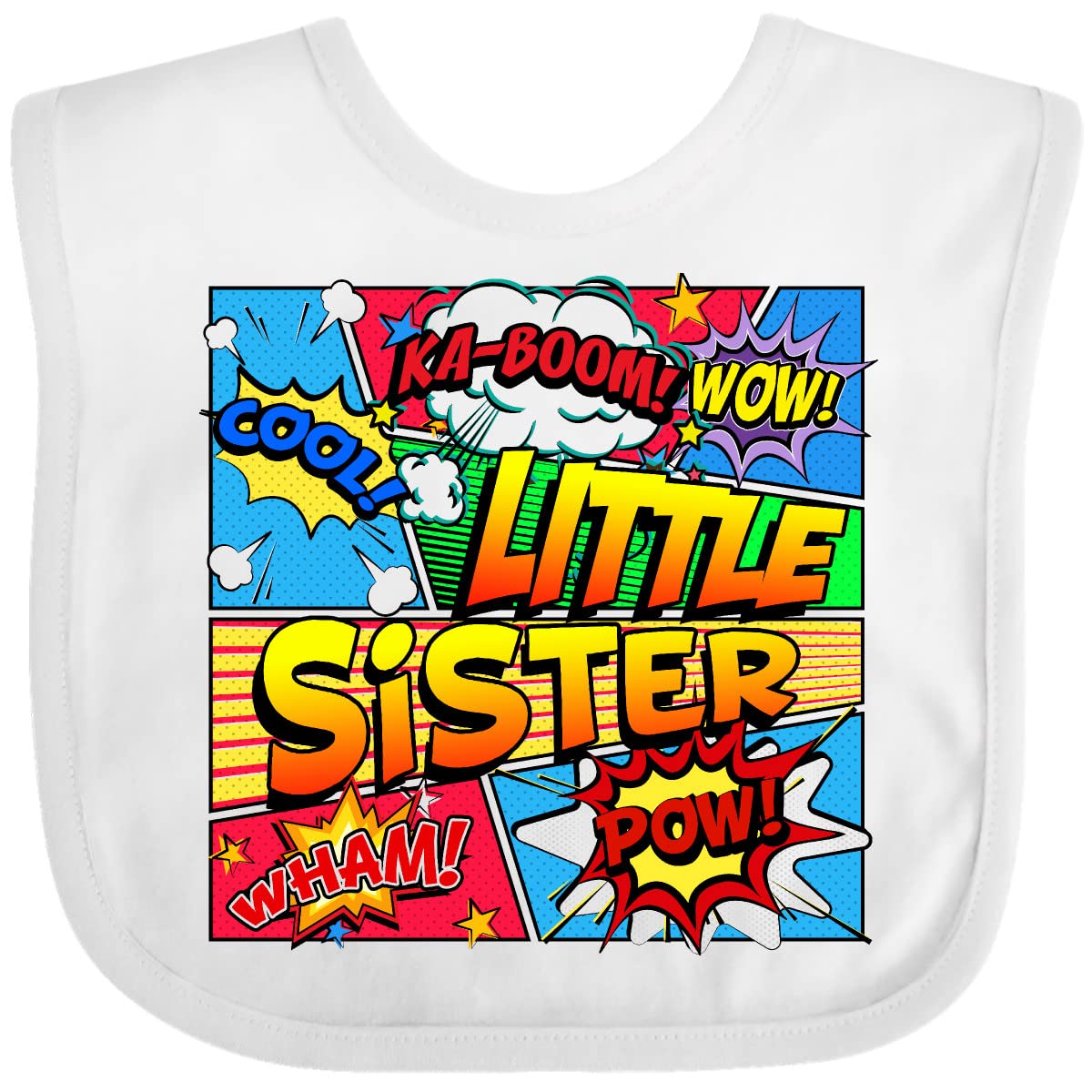 Inktastic Little Sister Comic Book Baby Bib - Soft & Absorbent for Messy Meals - Perfect for Infants & Toddlers at Home or Daycare