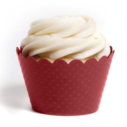 50-Pack Standard Red Cupcake Wrappers - Scalloped Edge Cupcake Liners for Graduation, Birthday & Dessert Parties | Premium Baking Supplies for Professional & Home Bakers