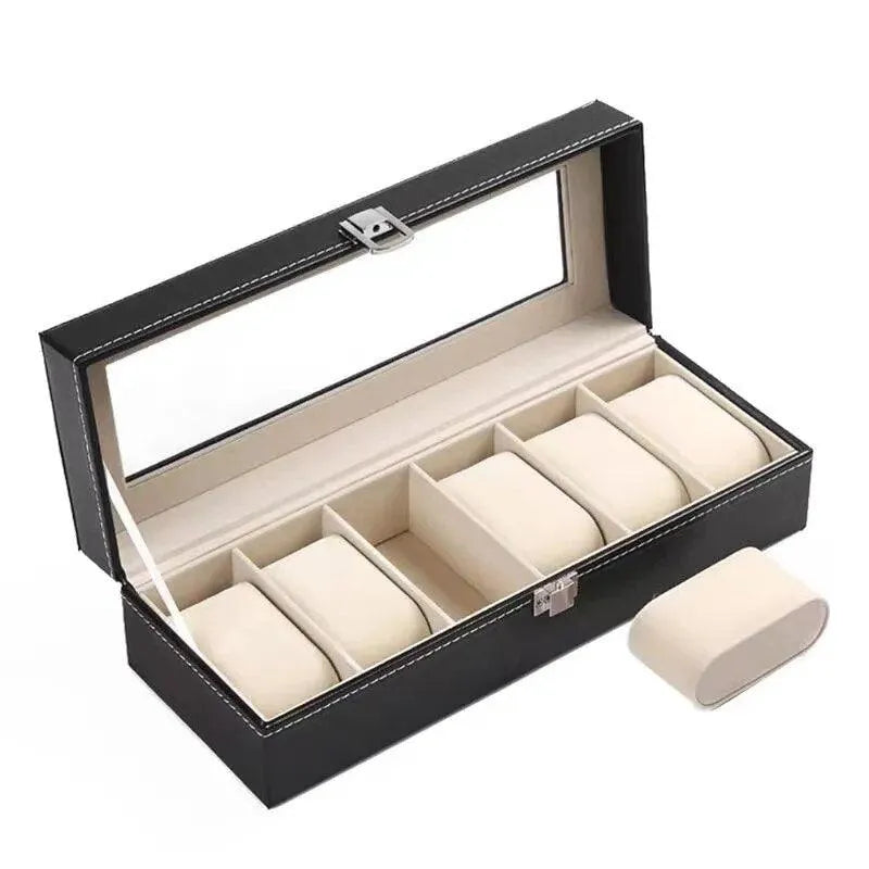 2/3/4/5/6/10/12/18/20 Grids PU Leather Watch Box Display Case - Black Watch Storage Organizer for Men & Women - Perfect Gift Box for Jewelry, Watches & Accessories Collection