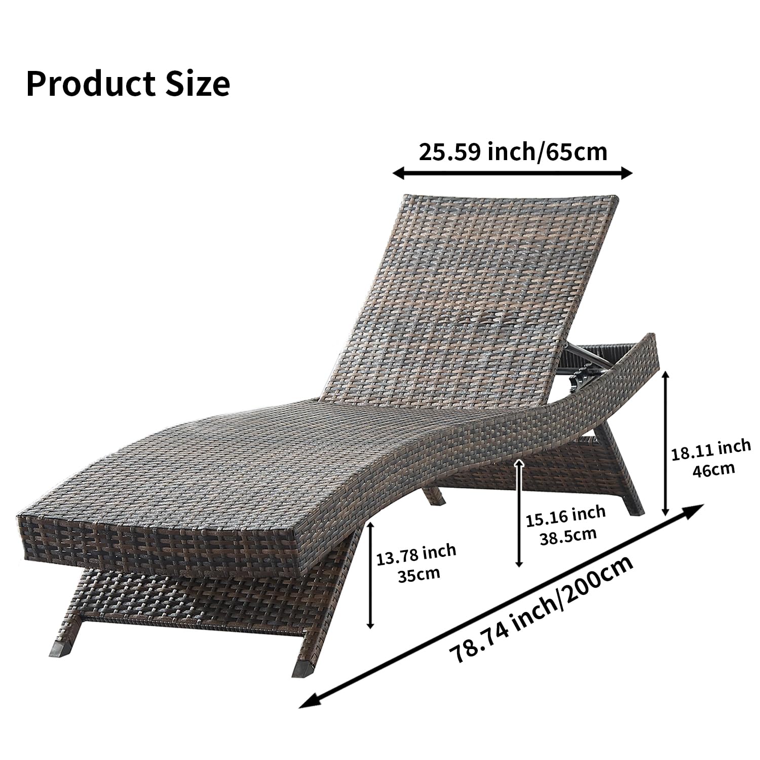PE Rattan Adjustable Backrest Chaise Lounge Set with Side Table - 2-Piece Outdoor Patio Furniture for Poolside, Beach & Sunbathing - Durable Wicker Recliner Chairs with Coffee Table for Backyard, Garden & Resort Relaxation