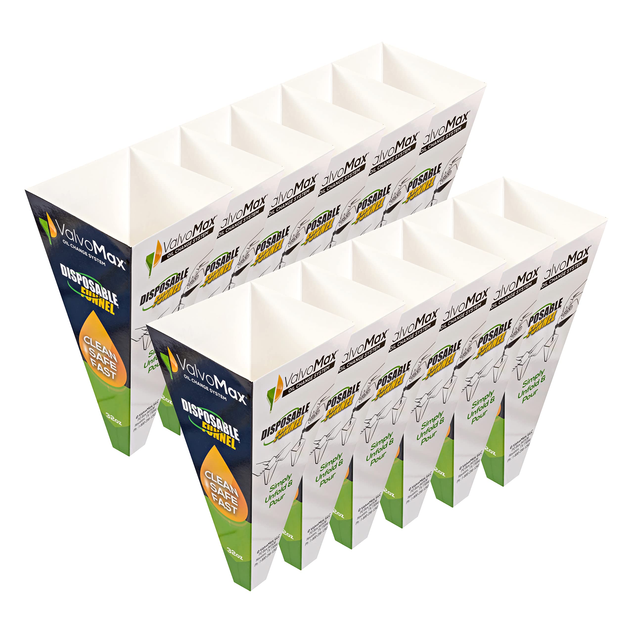 ValvoMax 32 oz Disposable Funnels - Pack of 12 | Leak-Proof, BPA-Free Plastic Funnels for Easy Pouring | Perfect for Cooking, Automotive Fluids, DIY Projects & Home Use
