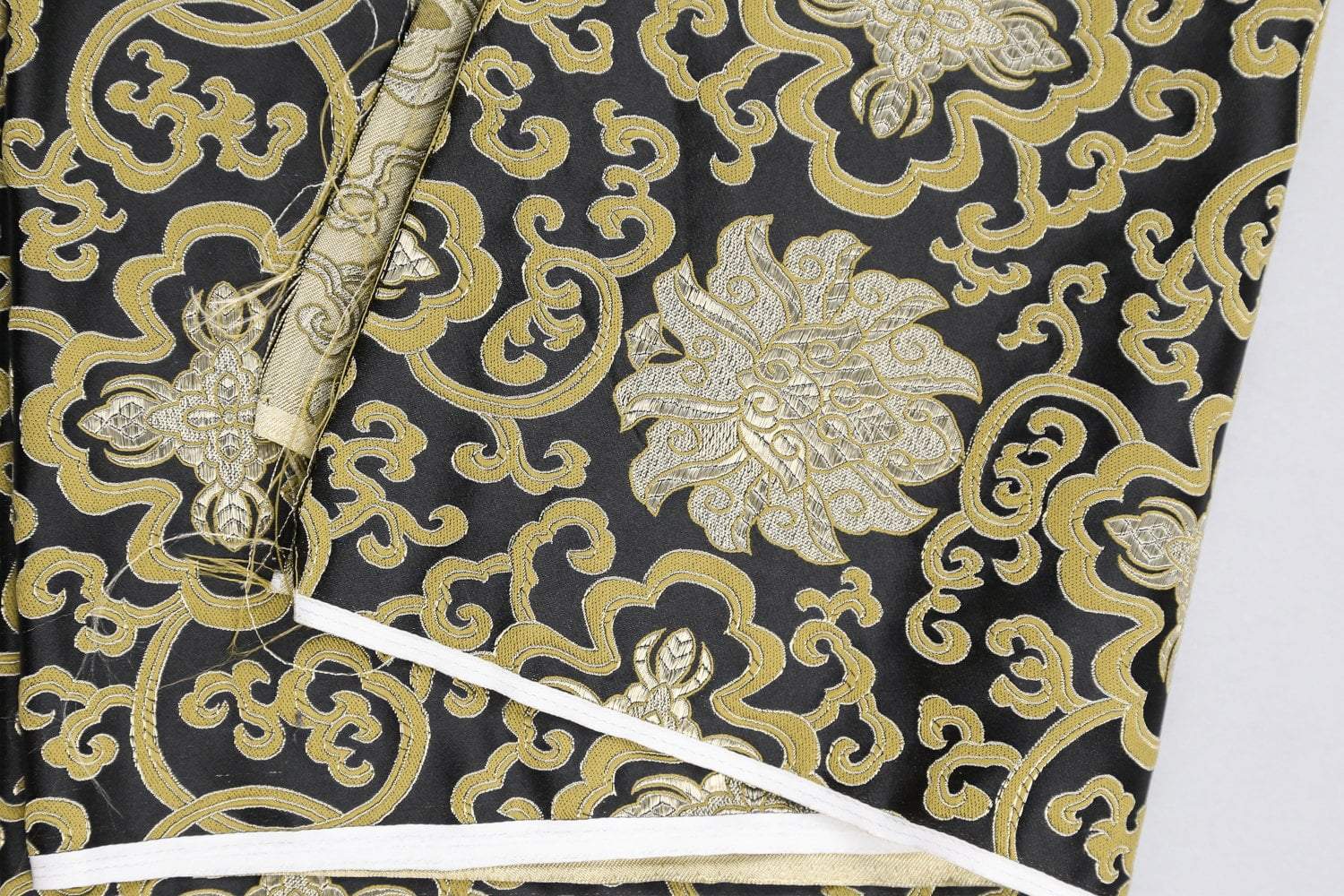 Premium Black Lotus Brocade Fabric by the Yard - Elegant Floral Jacquard Material for DIY Sewing, Upholstery, Costumes & Home Decor Projects