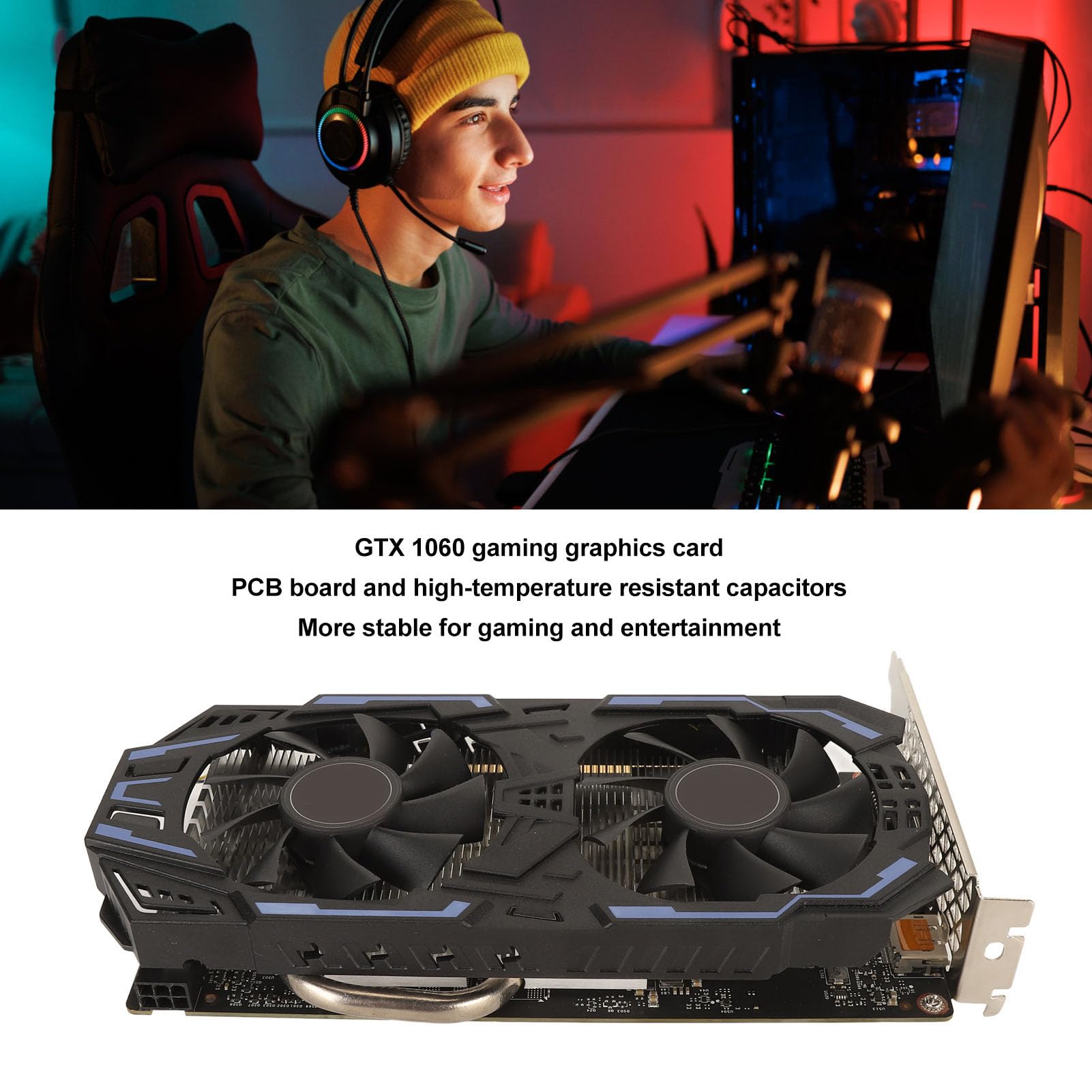 NVIDIA GTX 1060 3GB GDDR5 192-bit Gaming Graphics Card - PCIe 3.0 x16, Dual Fan Cooling, DP/HDMI/DVI Outputs - Perfect for PC Gaming, VR, and Office Workstations