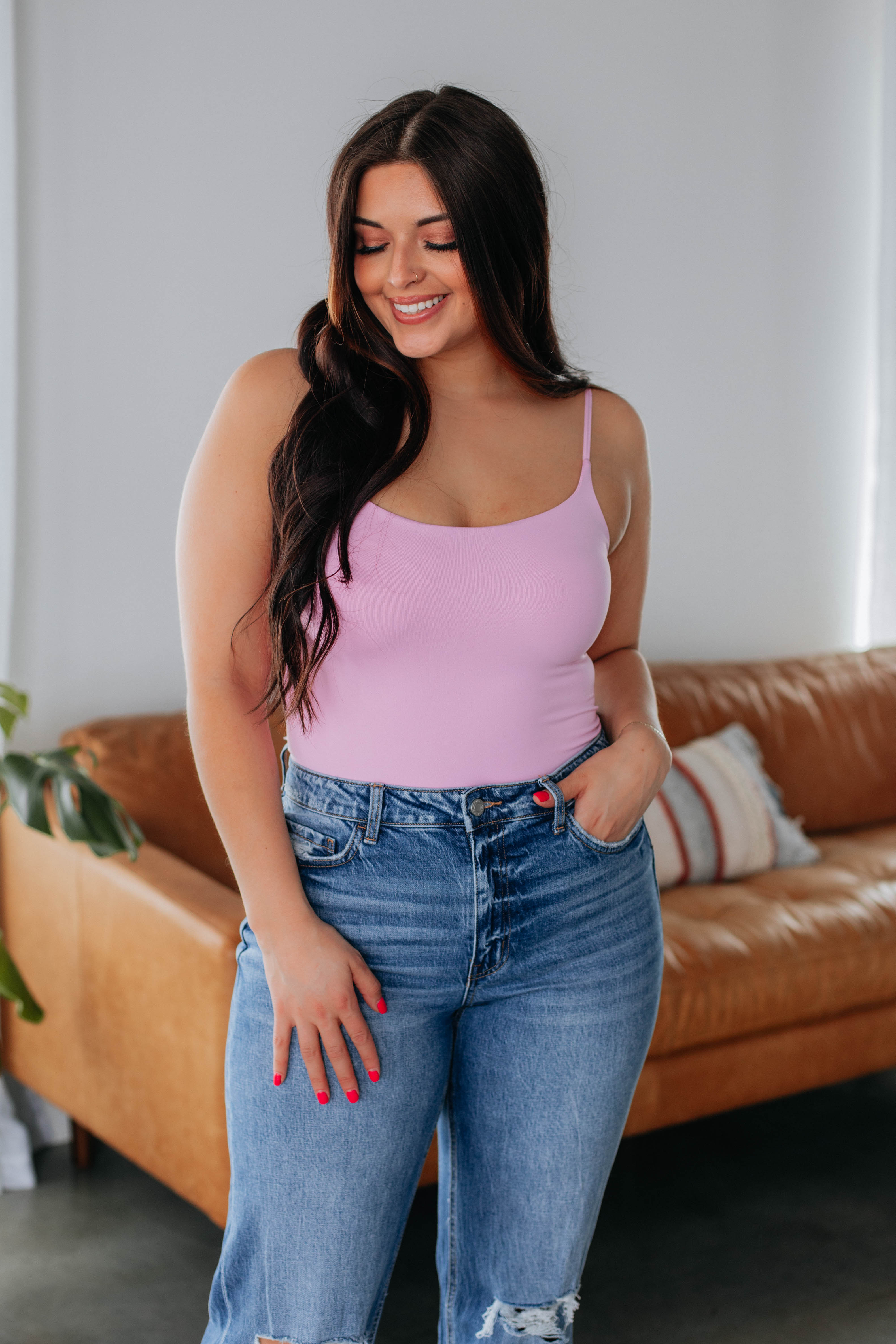 Double Take Bodysuit for Women - Soft Stretchy Lilac Bodysuit | Perfect for Layering, Casual Wear & Date Nights