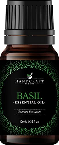 100% Pure Natural Handcrafted Basil Essential Oil - Premium Therapeutic Grade for Diffusers, Aromatherapy & Relaxation - 10ml Bottle - Perfect for Stress Relief, Meditation & Home Spa