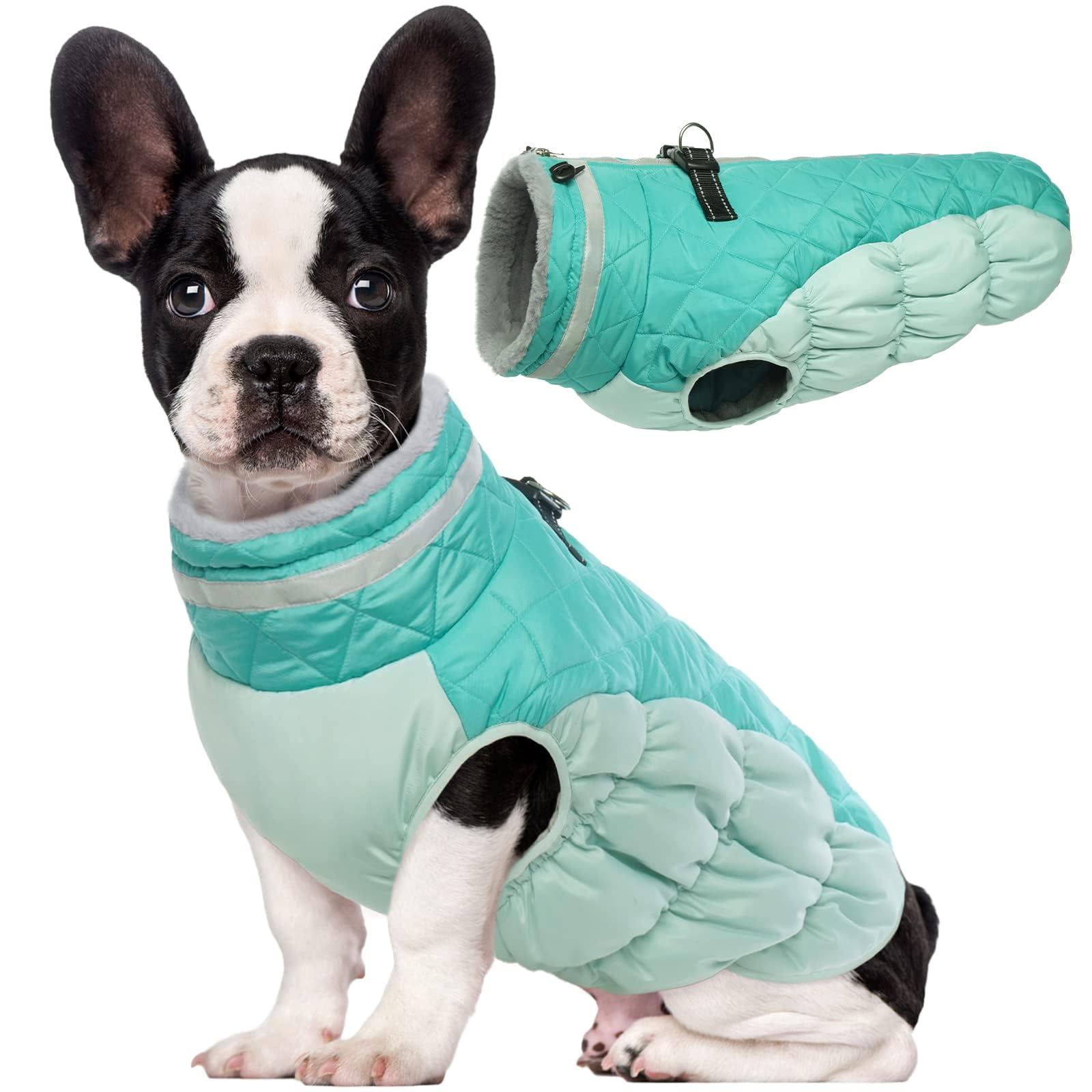 **Lelepet Warm Winter Dog Coat - Waterproof Windproof Fleece Jacket with Reflective Harness for Small Dogs | Turtleneck Zippered Snow Vest for Outdoor Walks & Cold Weather**
