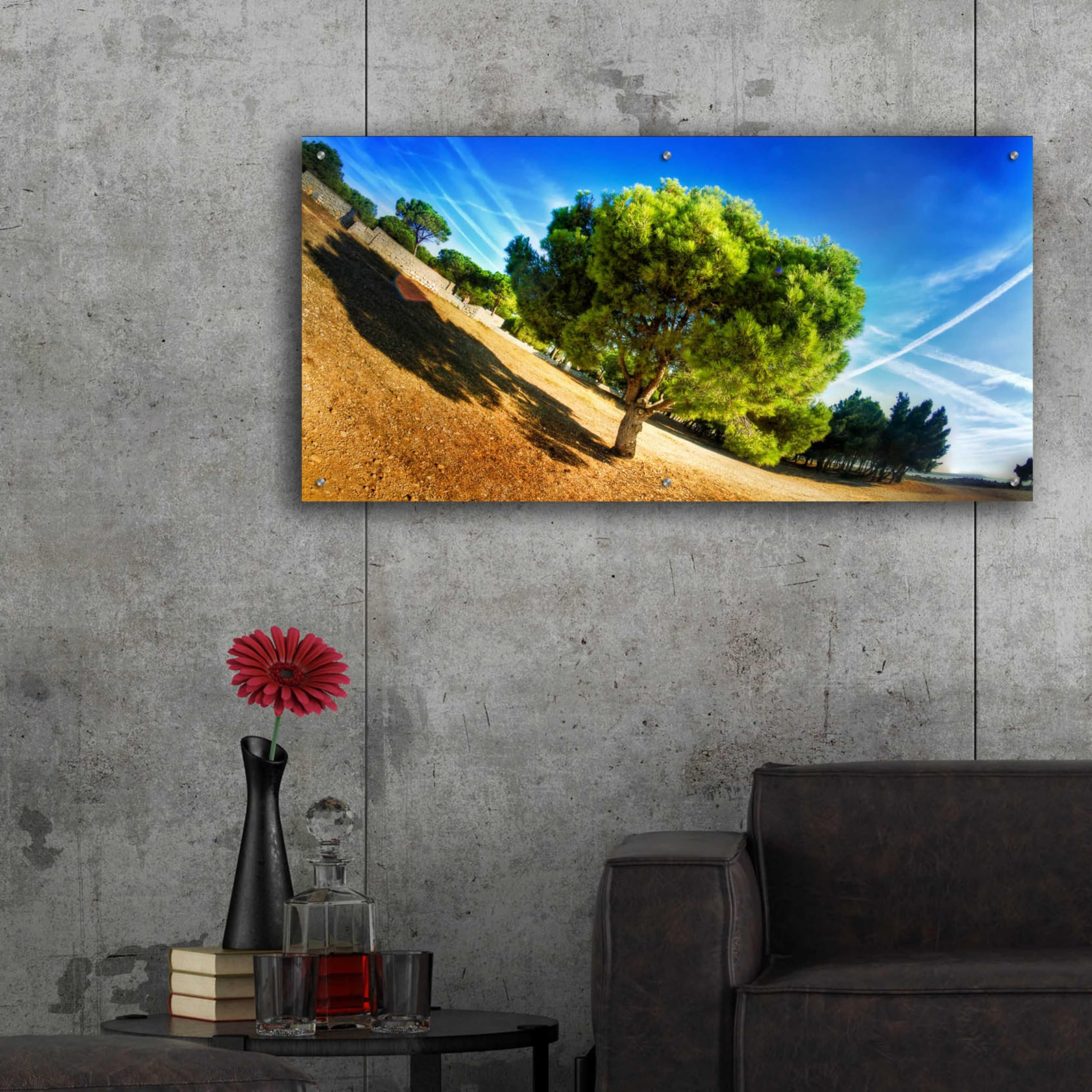 Epic Art 'Summer Tree' by Sebastien Lory - 48x24 Inch Acrylic Glass Wall Painting - Modern Home Decor for Living Room, Bedroom & Office