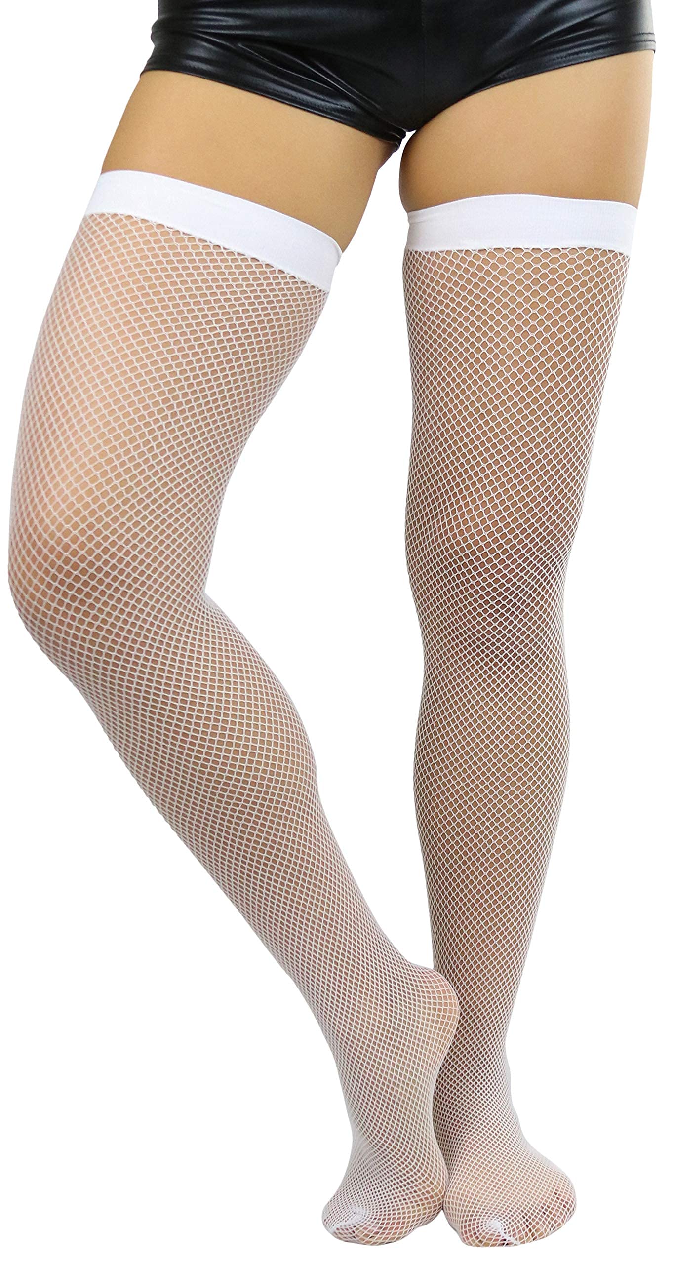 ToBeInStyle Women's Fishnet Thigh High Stockings - Sexy Sheer Bright & Vibrant Tights for Cosplay, Halloween, Burlesque & Night Out