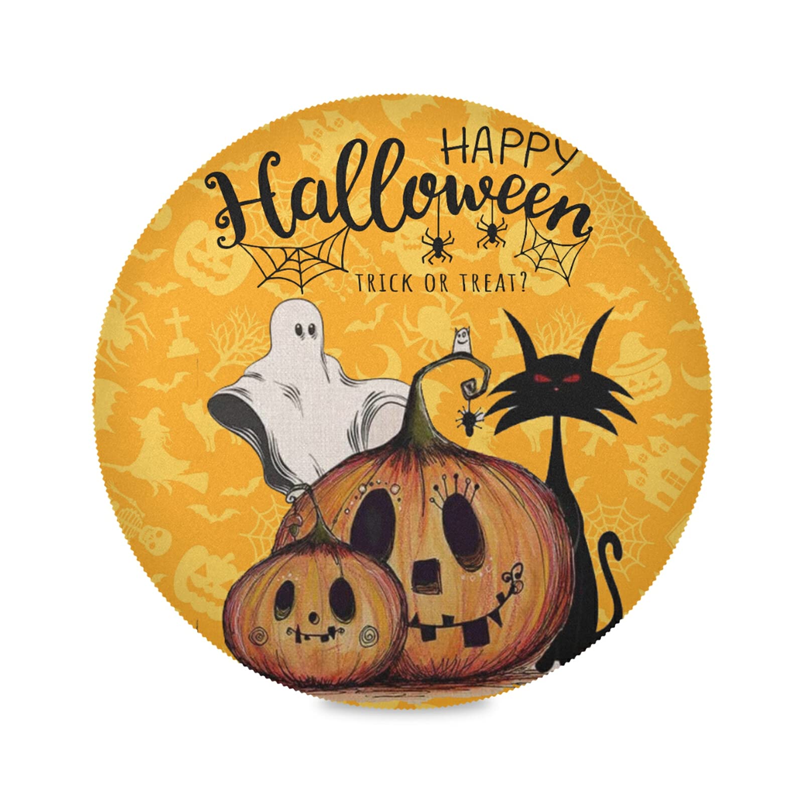 Halloween Pumpkin Placemats Set of 6 - 15 Inch Round Fall Table Mats for Dining, Autumn Thanksgiving Decor - Perfect for Seasonal Parties & Holiday Home Decor