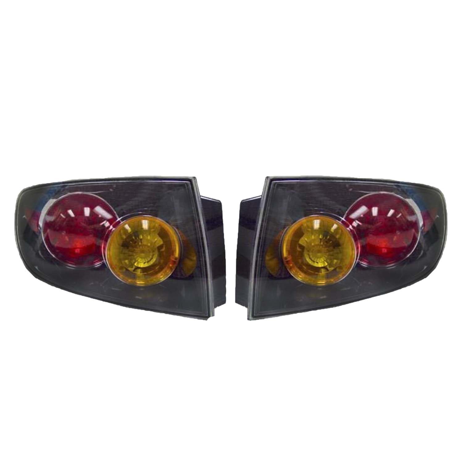 RAREELECTRICAL Replacement Tail Lights for 2004-2006 Mazda 3 Sedan with Sport Bumper - Compatible with Part Numbers MA2800127, MA2801127, BN8R51160E, BN8R51150E - Perfect for Night Driving and Enhanced Vehicle Safety