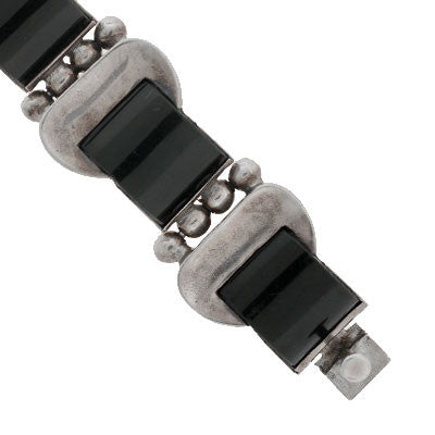 Vintage Antonio Pineda Sterling Silver & Onyx Bracelet - Elegant Handmade Jewelry for Women, Perfect for Parties, Weddings & Special Occasions