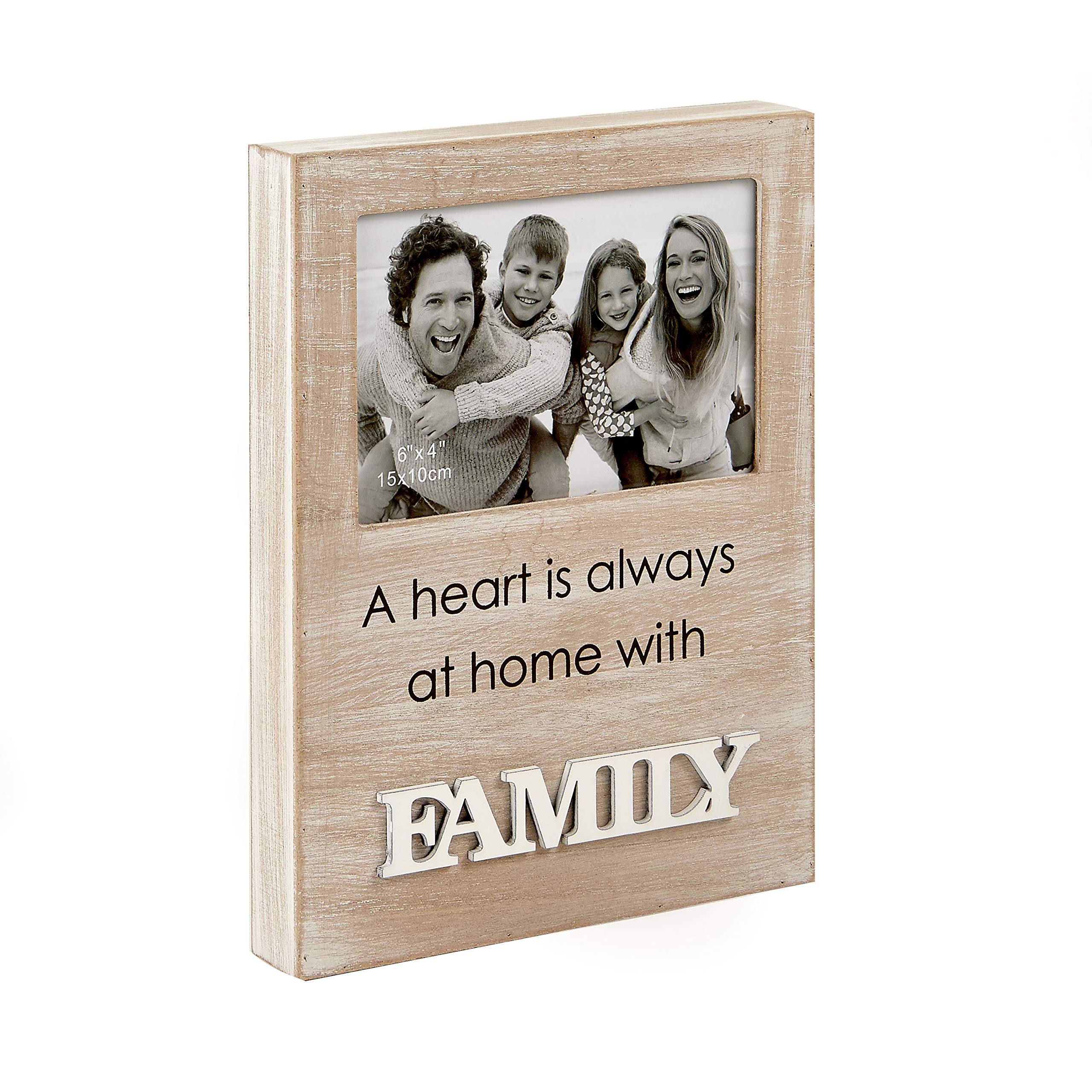 FASHIONCRAFT 82483 Distressed Wood Family Photo Frame - 8x10 Inch Rustic Picture Frame for Wall Display, Home Decor, and Gift Giving