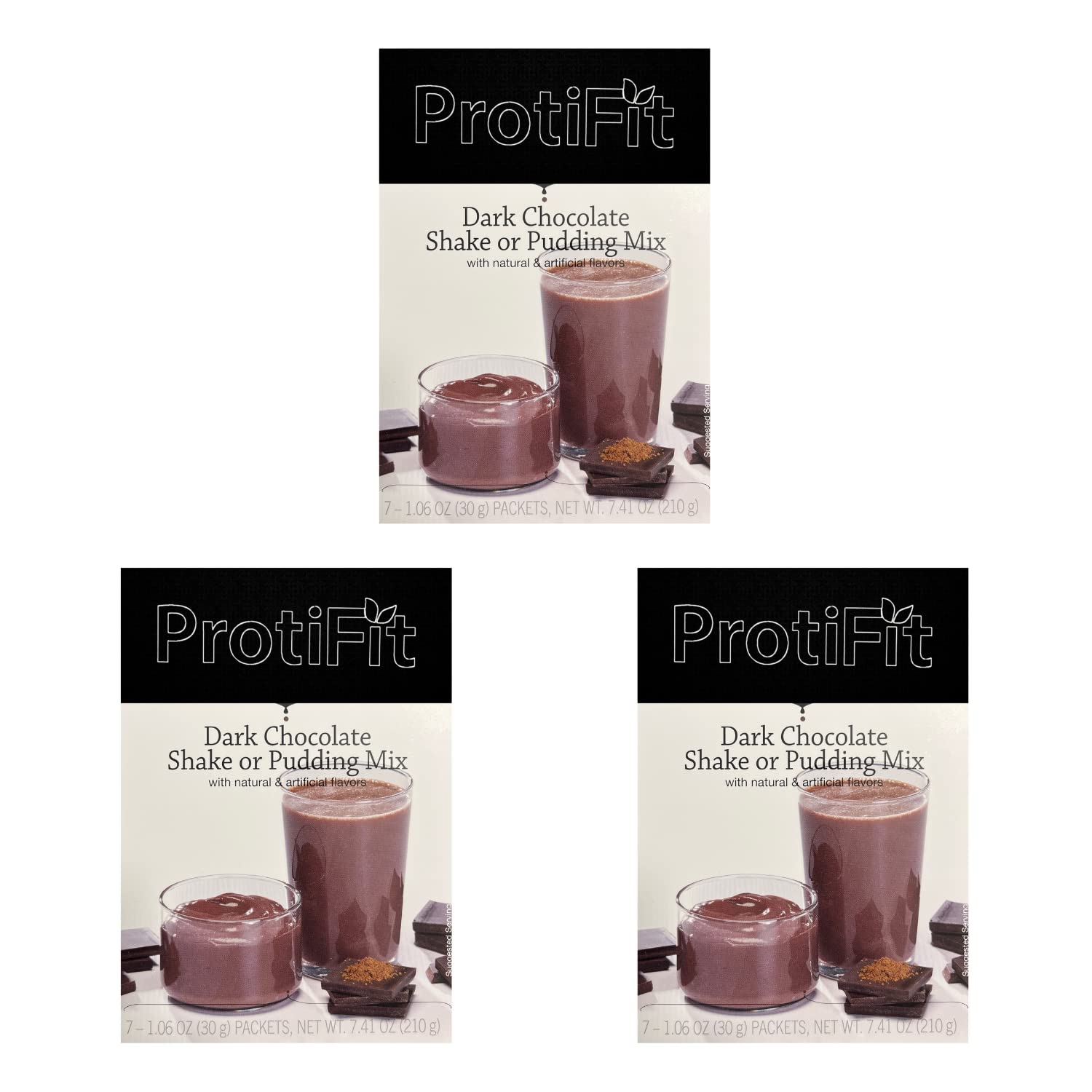High Protein Dark Chocolate Pudding & Shake Mix - 3 Pack (15g Protein, Low Calorie, Low Fat, Low Carb) | Aspartame Free, Keto Friendly, Meal Replacement | Perfect for Post-Workout Recovery, Weight Management & Healthy Snacking (7 Servings Per Box)