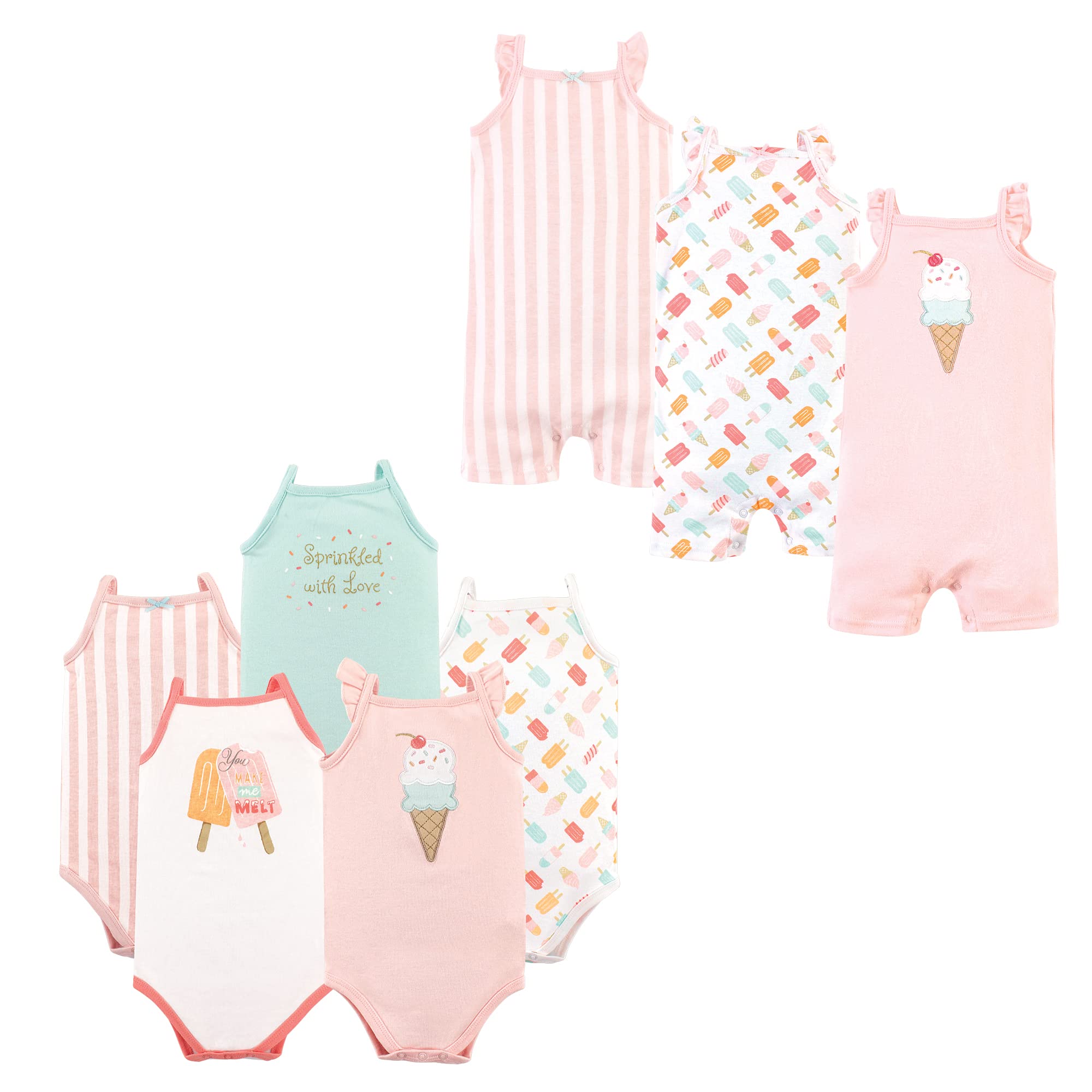 Hudson Baby Unisex Cotton Bodysuits & Rompers 8-Piece Set | Soft Baby Clothes for Newborns & Infants | Perfect for Everyday Wear, Playtime & Photo Shoots