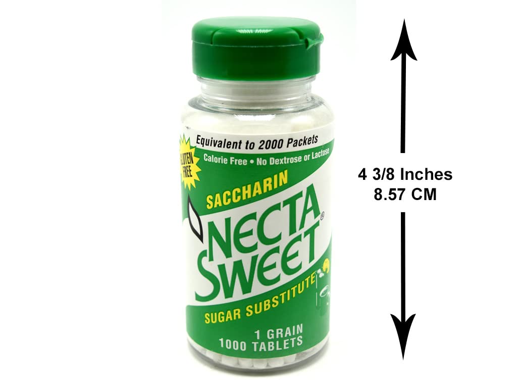 Necta Sweet Saccharin Tablets - 1 Grain Sugar Substitute (1000 Tablets per Bottle, Pack of 20) | Ideal for Baking, Coffee, Tea & Low-Calorie Diets
