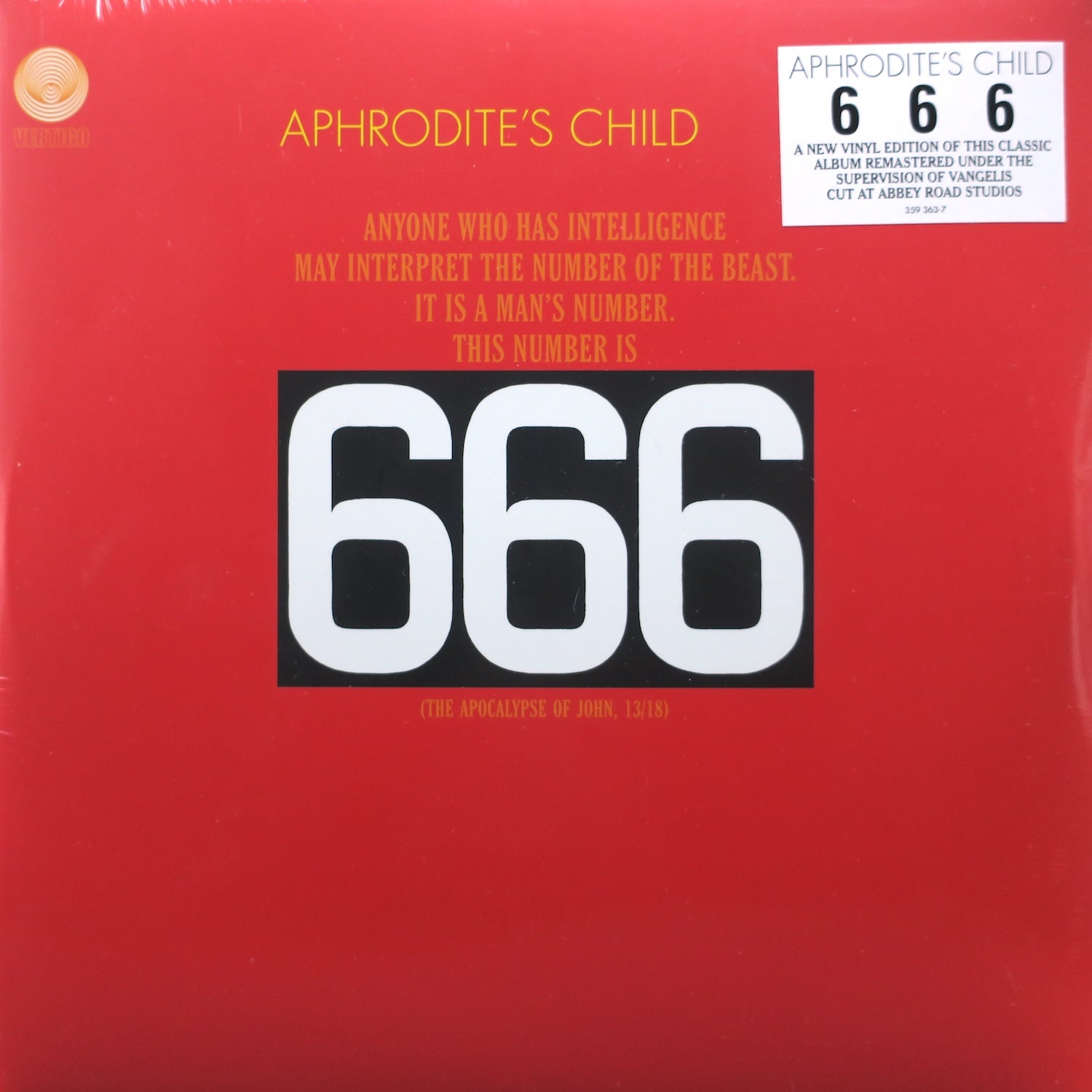APHRODITE'S CHILD '666' Remastered Vinyl 2LP by Vangelis - Limited Edition Double Vinyl Record for Music Collectors & Classic Rock Fans - Perfect for Home Listening & Vinyl Enthusiast Collections