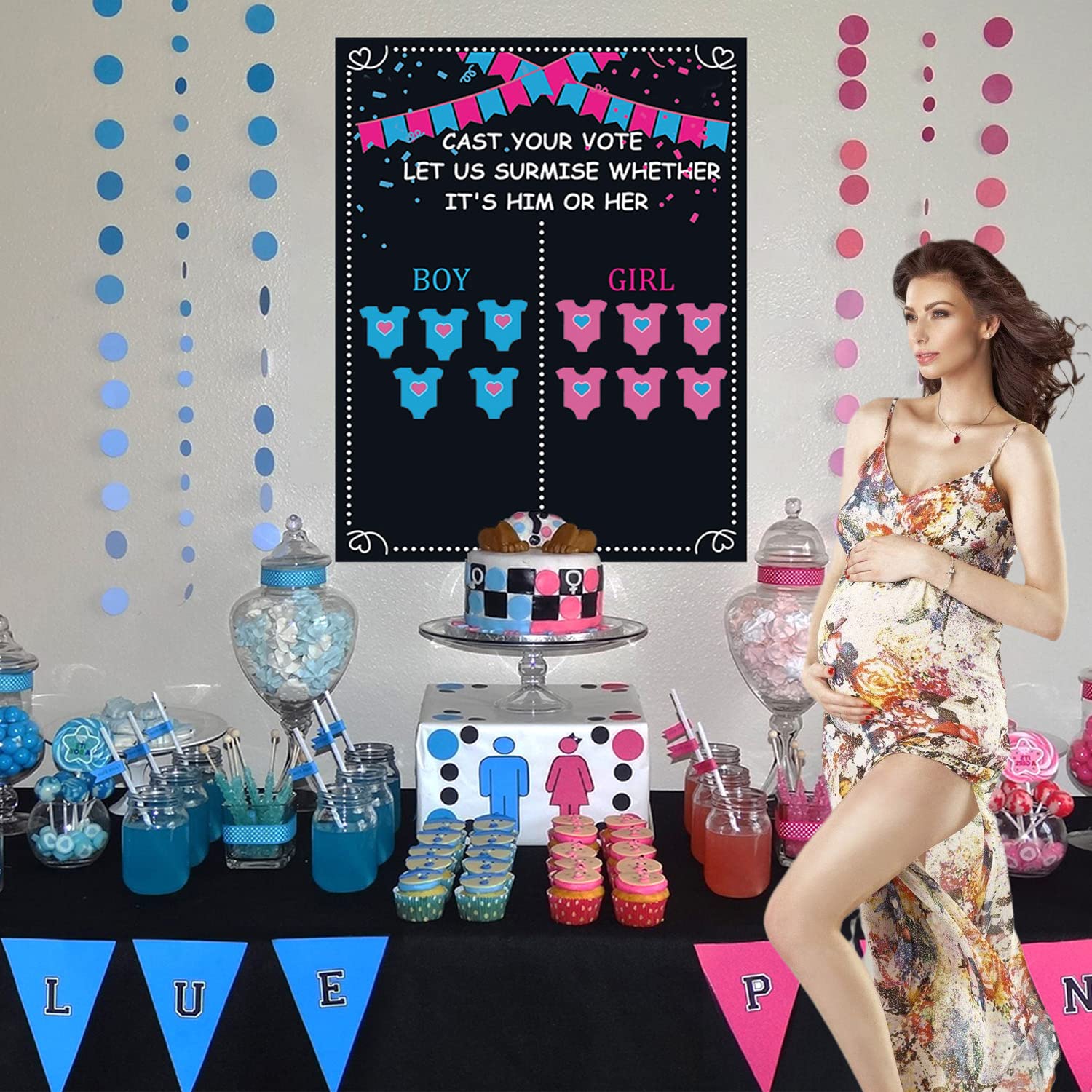 GWAWG 54PCS Gender Reveal Voting Game - Boy or Girl Guessing Game Party Supplies for Baby Shower, Gender Reveal Party & Birthday Celebrations