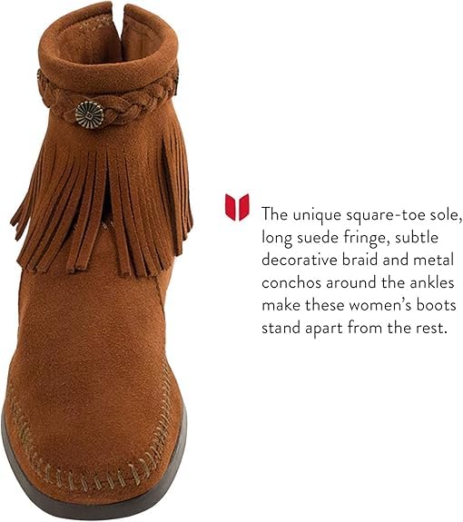 Minnetonka Women's High Top Back Zip Boots - Comfortable Suede Ankle Boots for Women | Perfect for Fall, Winter & Casual Outfits