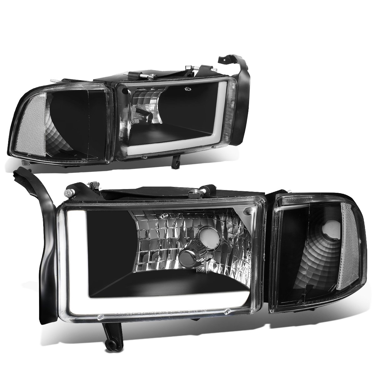 DNA MOTORING HL-LB-DR944-BK-CL1 LED Daytime Running Lights (DRL) - Compatible with 1994-2001 Ram 1500 & 1994-2002 Ram 2500/3500 (Excludes Sport Models) - Front Bumper Headlight Upgrade for Improved Visibility & Style
