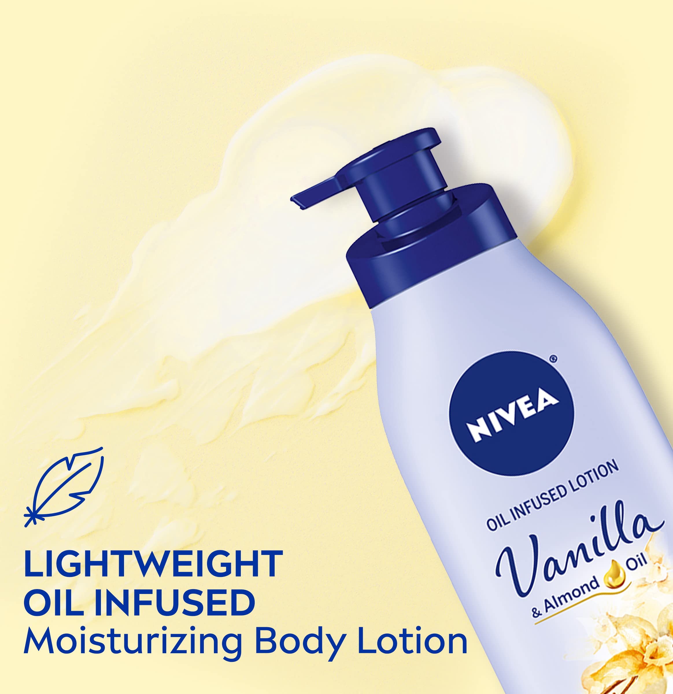 Nivea Oil-Infused Body Lotion with Vanilla & Almond Oil - 16.9oz (500ml) Pump Bottle - 3 Pack - Deep Moisturizing for Dry Skin - Perfect for Winter Care & Daily Hydration