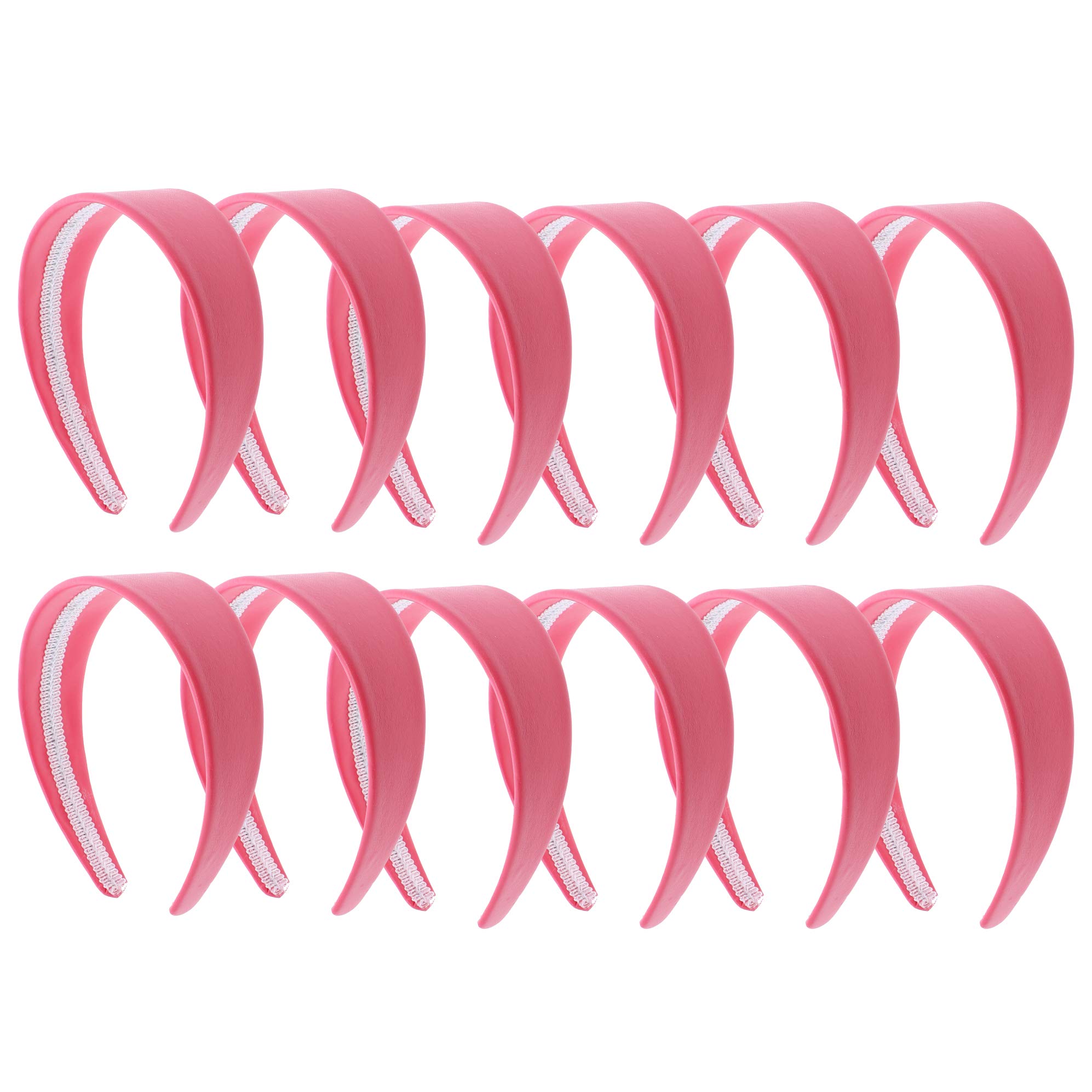 Motique 2 Inch Wide Leather-Like Headband Set of 12 for Women & Girls - Coral, Perfect for Workouts, Yoga, and Everyday Style