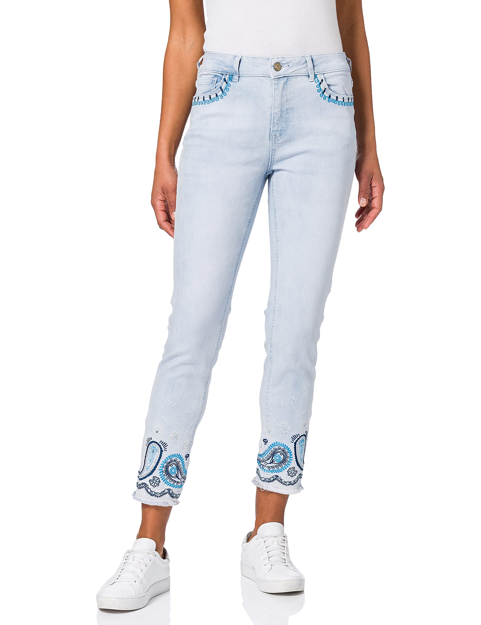 Desigual Women's Blue Denim Ankle Jeans Size 24 - Stylish Casual Pants for Everyday Wear & Weekend Outings